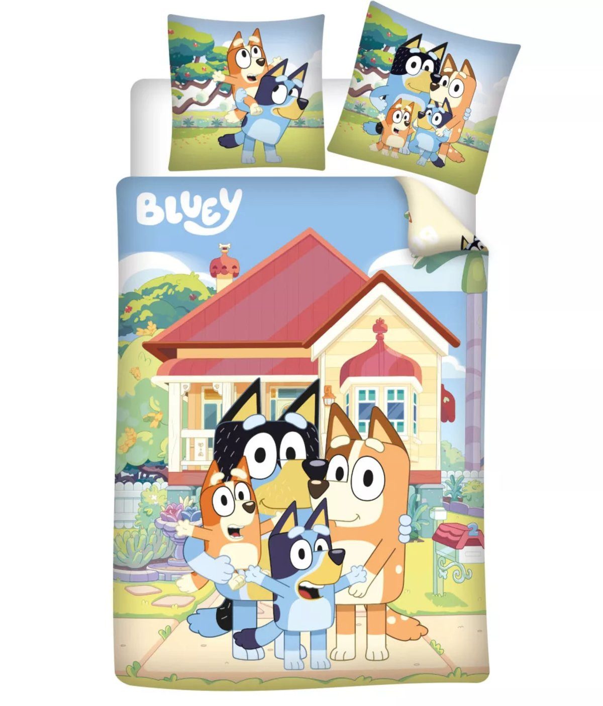 Bluey Kinderbettwäsche Bluey Neighborhood Kinderbettwäsche für Kindergarten 100×135 cm