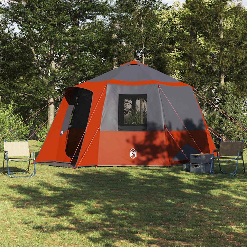Faltzelt Familienzelt 10 Personen 405x405x273 cm Grau-Orange