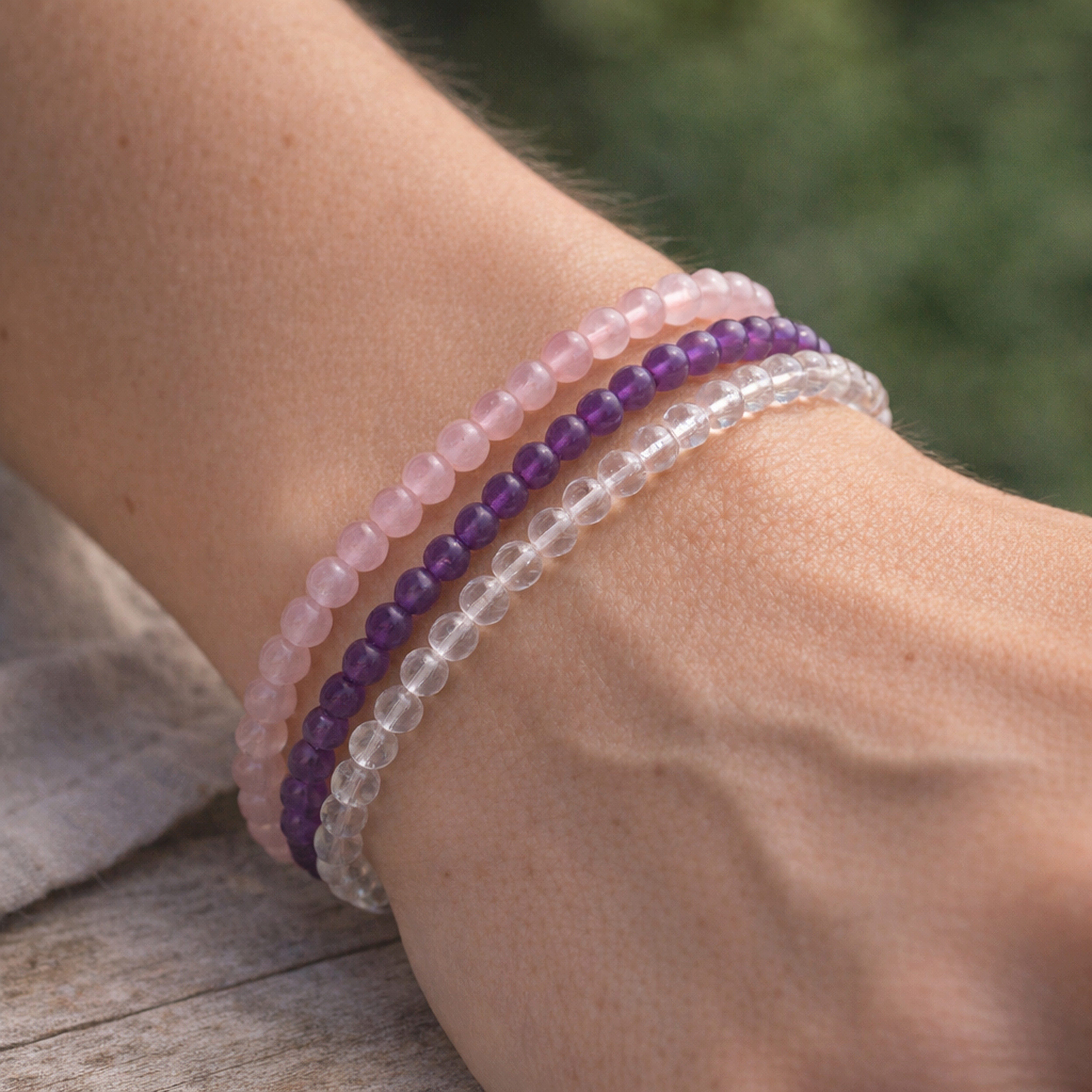 Lebensquelle Plus Armband Amethyst Mini-Kugelarmband, 4 mm – Bild 5 von 5