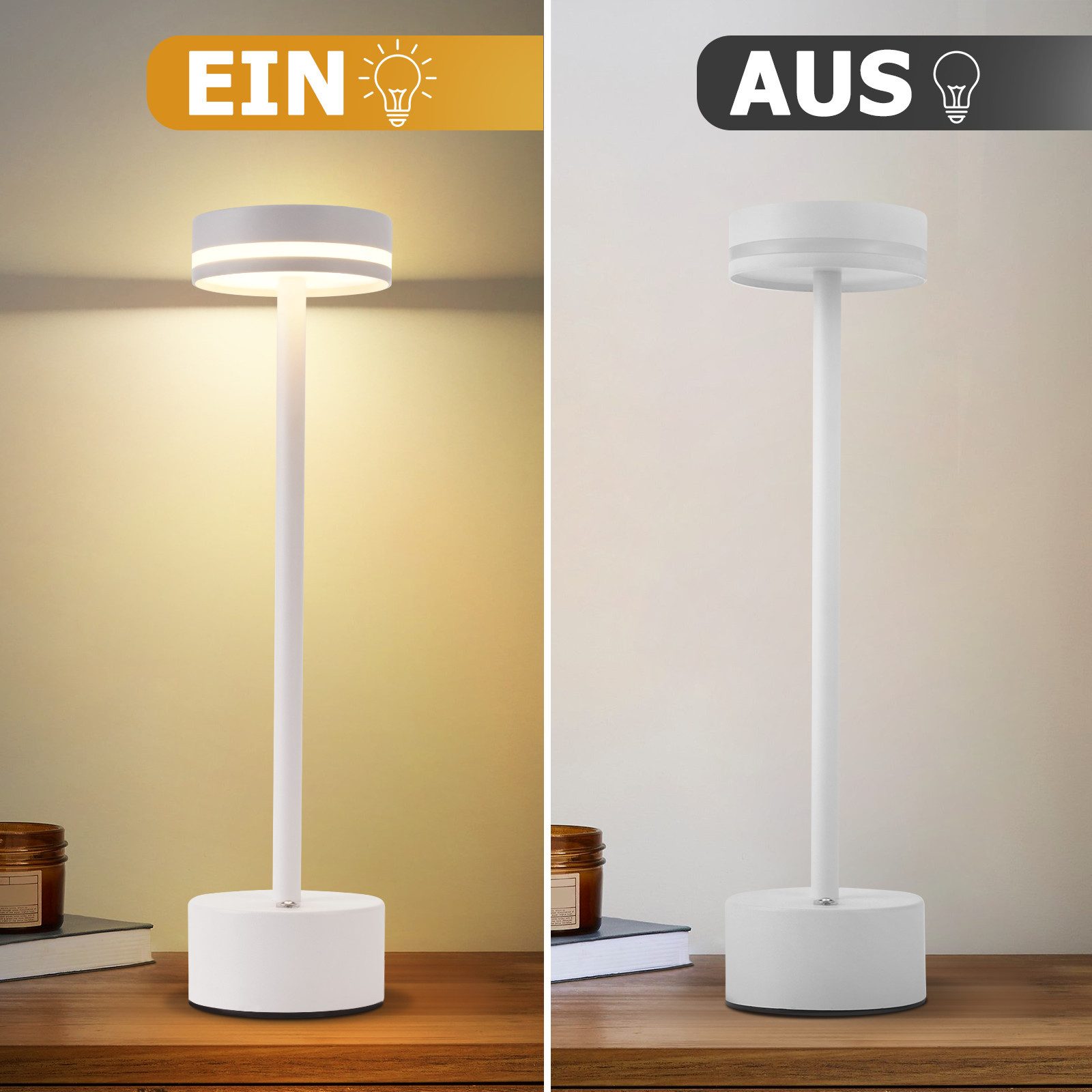 ZMH Tischleuchte Tischlampe Kabellos LED Nachttischlampe Akku Dimmbare, LED günstig online kaufen