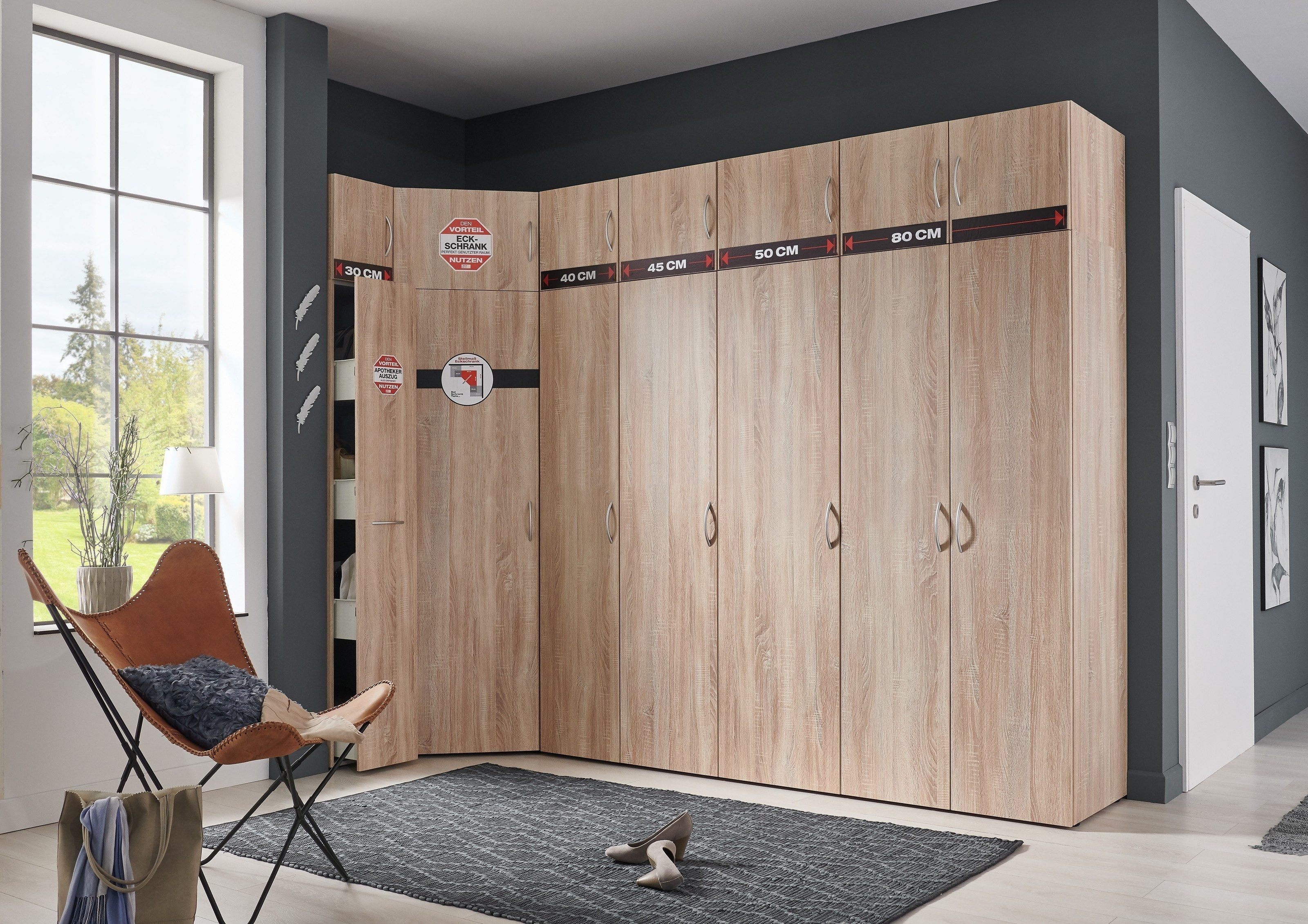 Wimex Aufsatzschrank in EICHE SAEGERAU-NACHBILDUNG mit einer Tür (BxH: 80x40 cm)