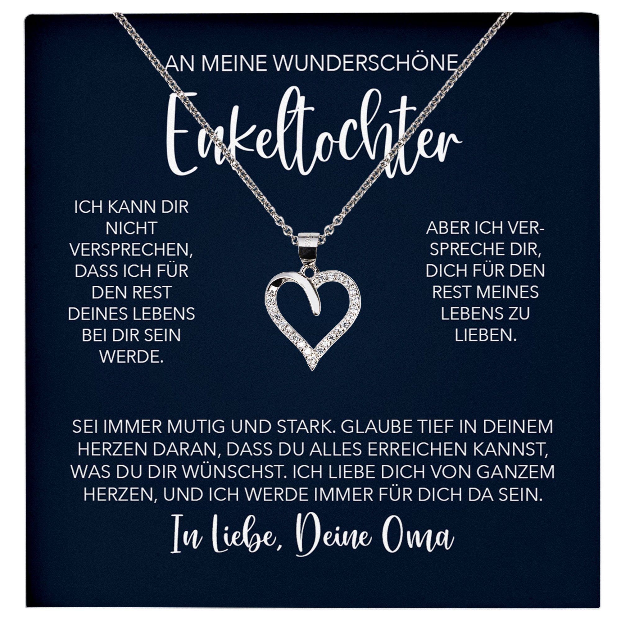 Schmuckset Enkelin Geschenk von Oma Mädchen Halskette Frauen Herz Collier Uni Abi