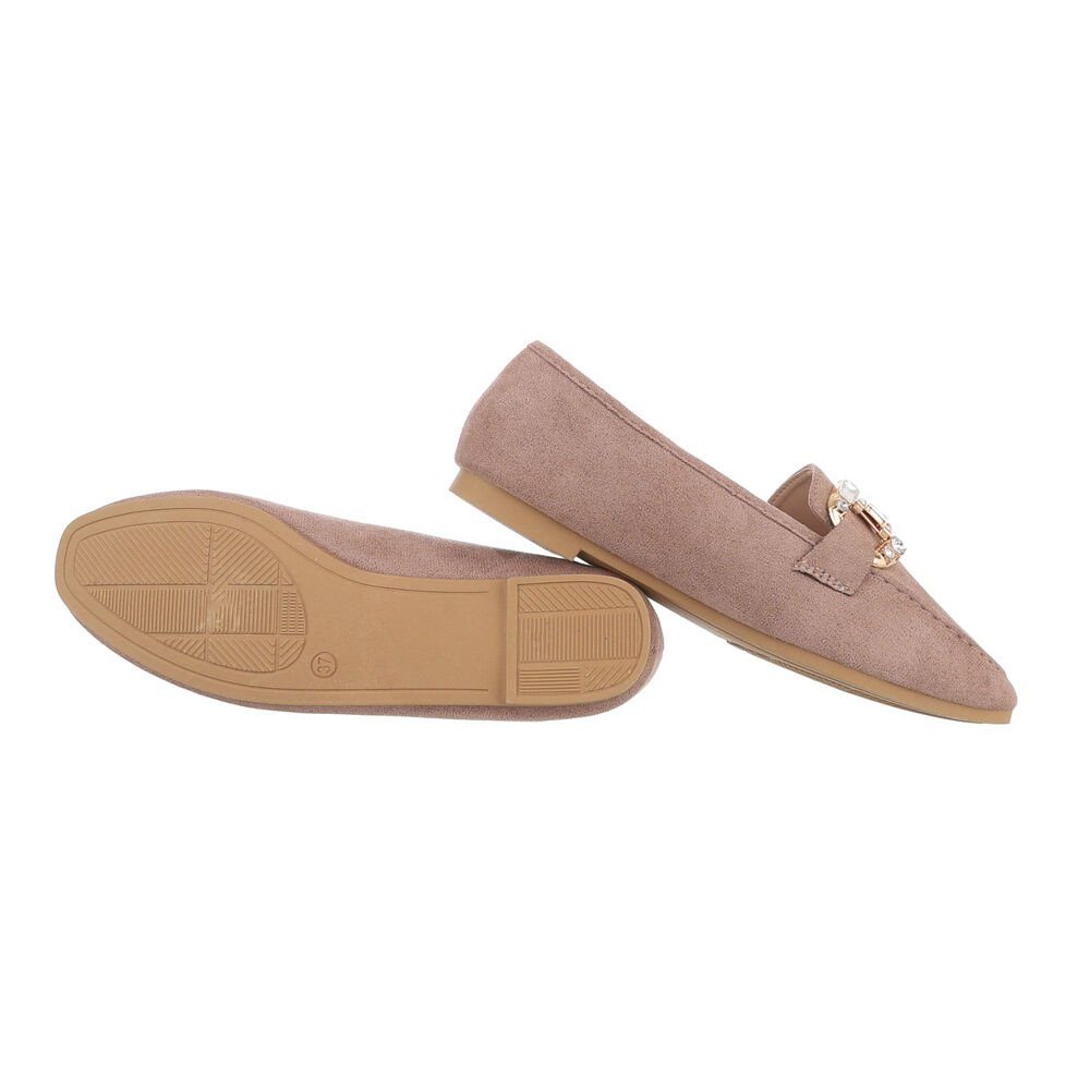 Ital-Design Damen Mokassins Freizeit Slipper Blockabsatz Mokassins in Hellb günstig online kaufen
