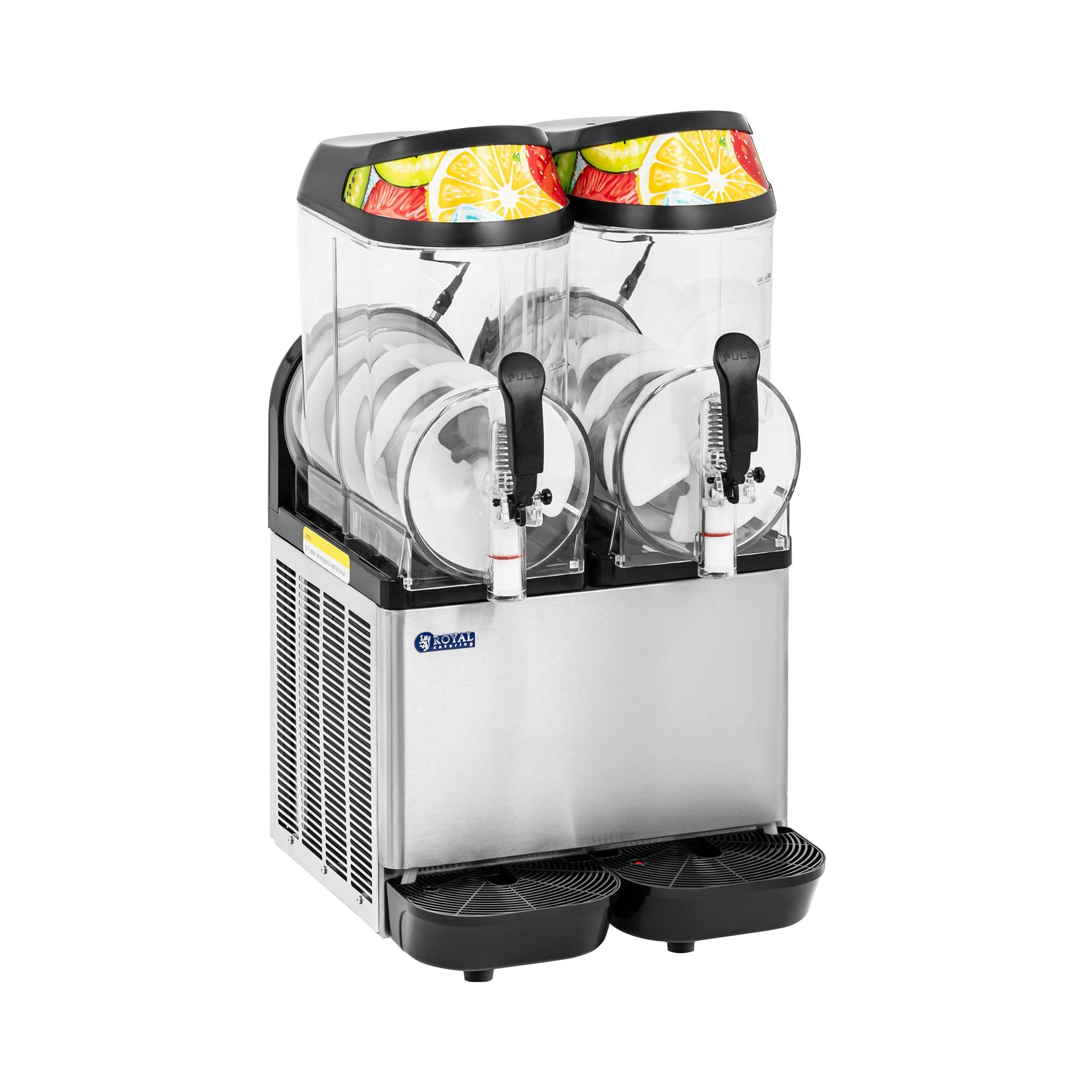Royal Catering Slush Maker 2 x 12 L Slush-Maschine Slush-Eismaschine Ice Slushy Maschine 680W, Stahl (verzinkt), Edelstahl (304), Kunststoff (Polycarbonat)