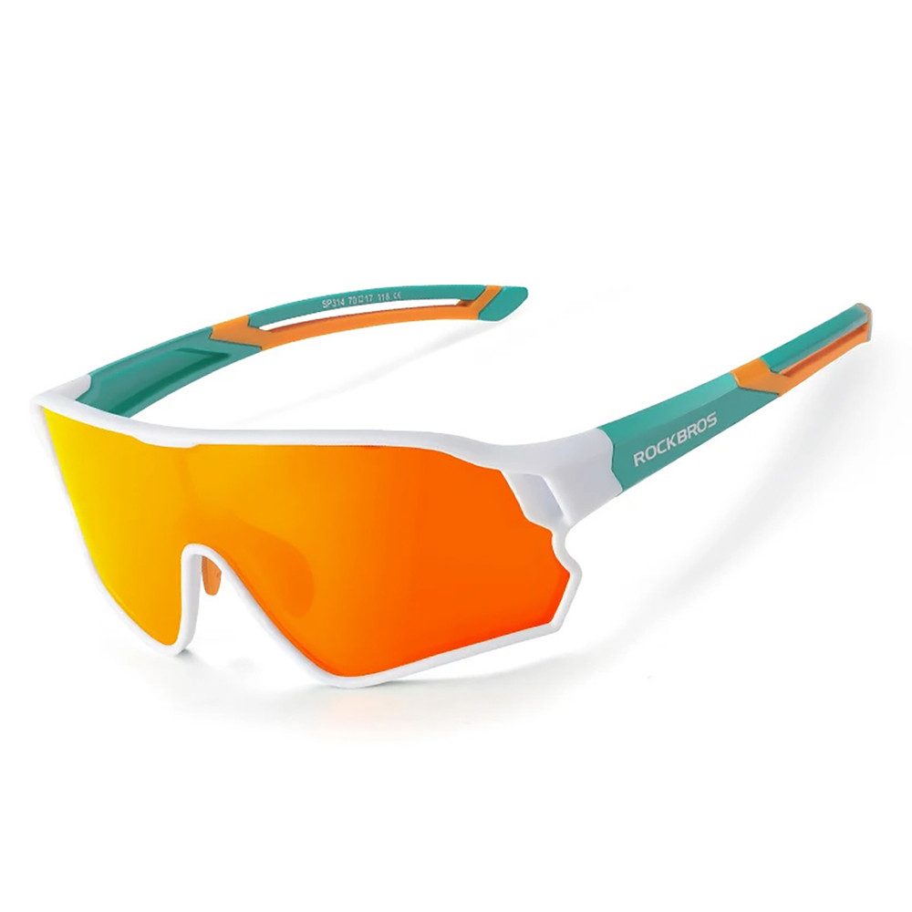 ROCKBROS Fahrradbrille Kindersportbrille Radsportbrille Sonnenschutzbrille, (Spar-Set, 1-St., 70-17-118 mm polarisiert), polarisiert, UV400, 20 g leicht, verstellbarer Steg