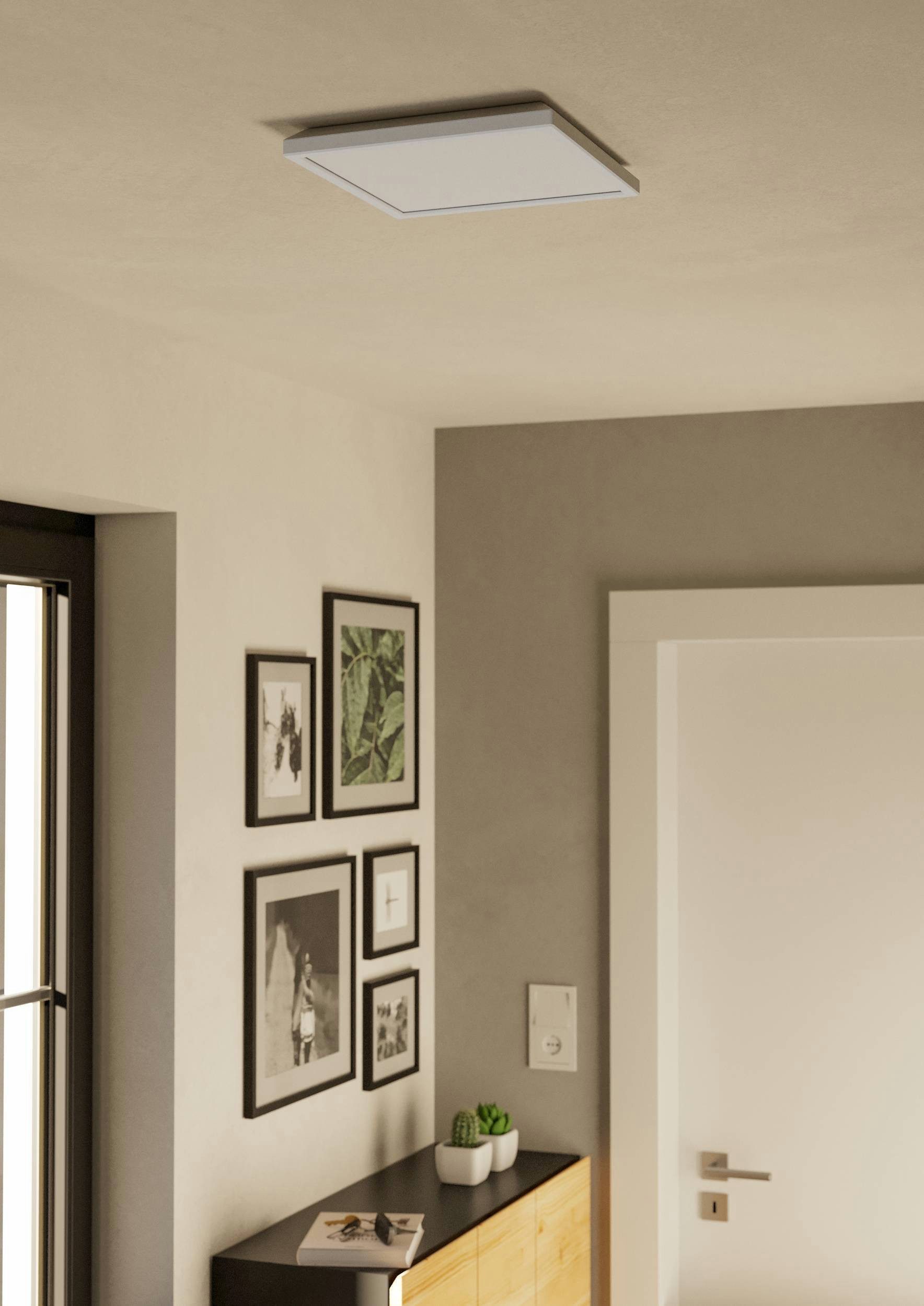 EGLO Deckenleuchte Rovito-Z Deckenlampe, ZigBee 3.0, Kunststoff, Badezimmerlampe, IP44, Bluetooth, CCT - über Fernbedienung, Dimmfunktion, Farbwechsel, RGB, dimmbar über Fernbedienung, mehrere Helligkeitsstufen, LED fest integriert, Kaltweiß, RGB, Wand-/Deckenleuchte - L29 x B29 x H3 cm - weiß - 13,4W inkl.
