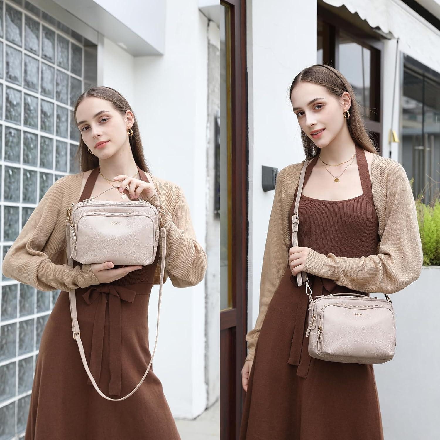 LuxusKollektion Umhängetasche Umhängetasche Damen Taupe Leder Schultertasch günstig online kaufen