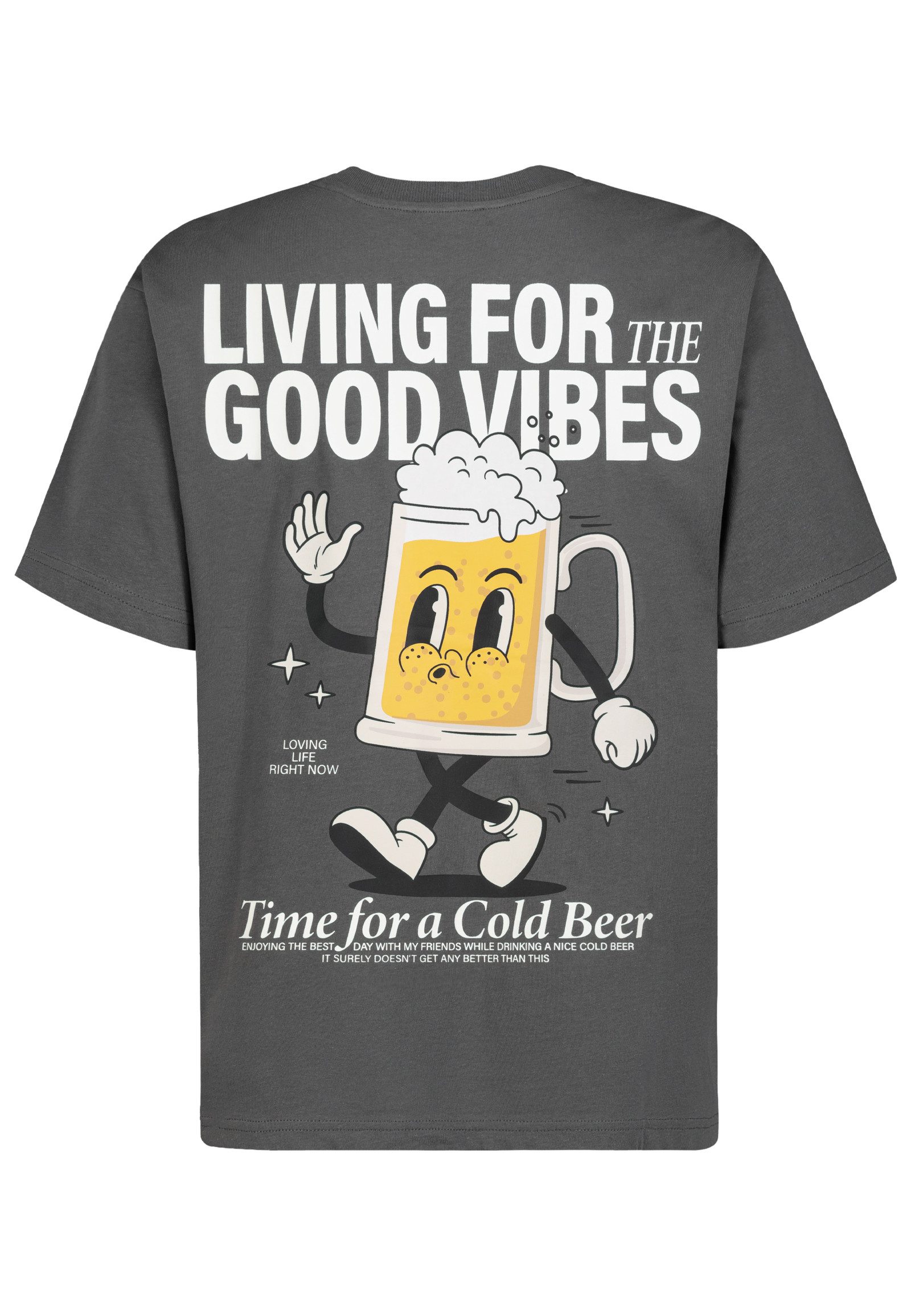 SUBLEVEL T-Shirt Lässiges T-Shirt mit witzigem Spruchprint für Herren (1-tlg) Baumwolle Loose Fit Rundhals Kurzarm Spruch atmungsaktiv