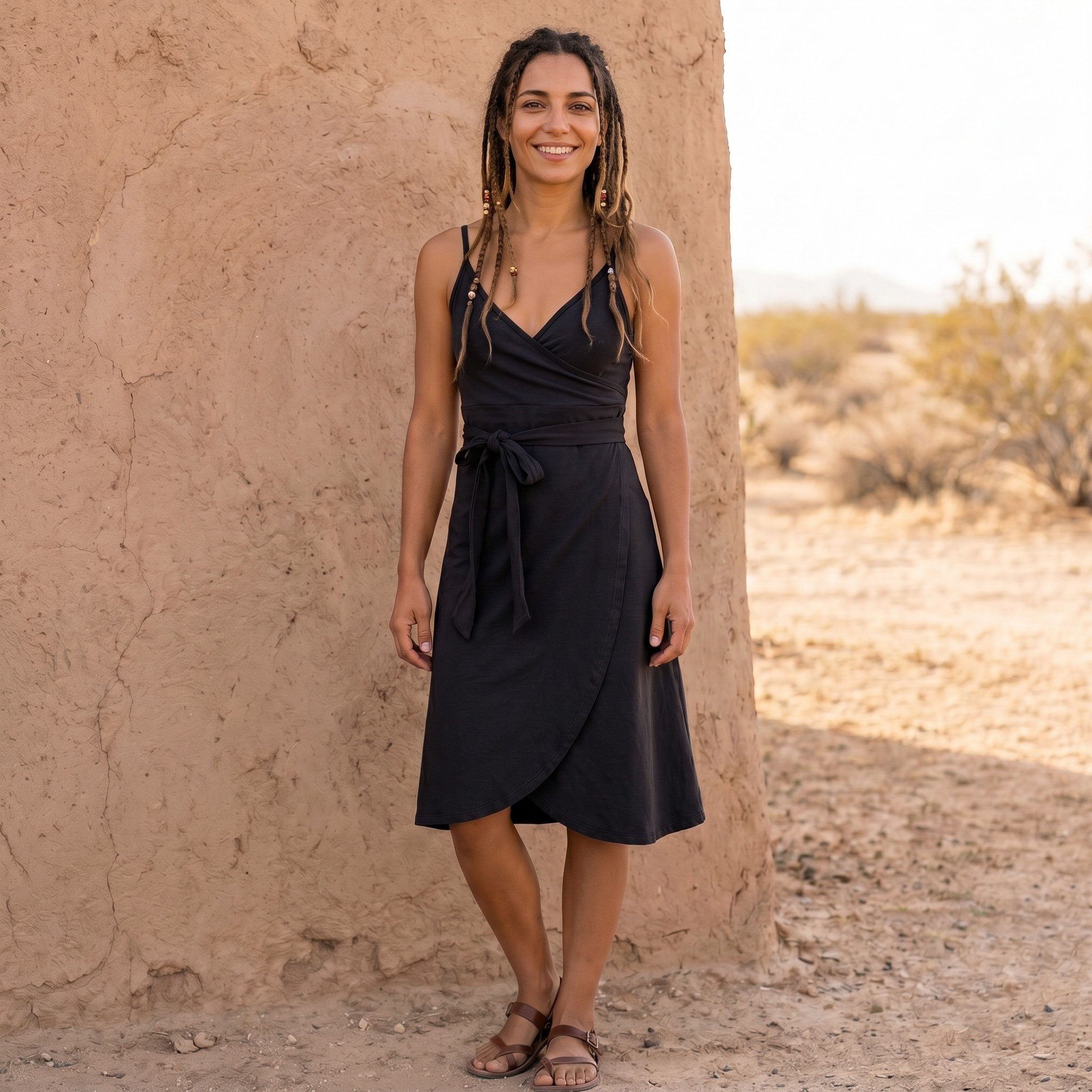 Guru-Shop Midikleid Minikleid aus Bio-Baumwolle, Wickelkleid,.. alternative Bekleidung