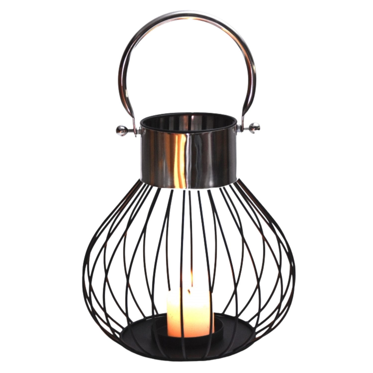 Marrakesch Orient & Mediterran Interior Teelichthalter Vintage Deko-Windlicht Romane aus Eisen in Schwarz, Handarbeit, 23 cm (1 St), Handarbeit