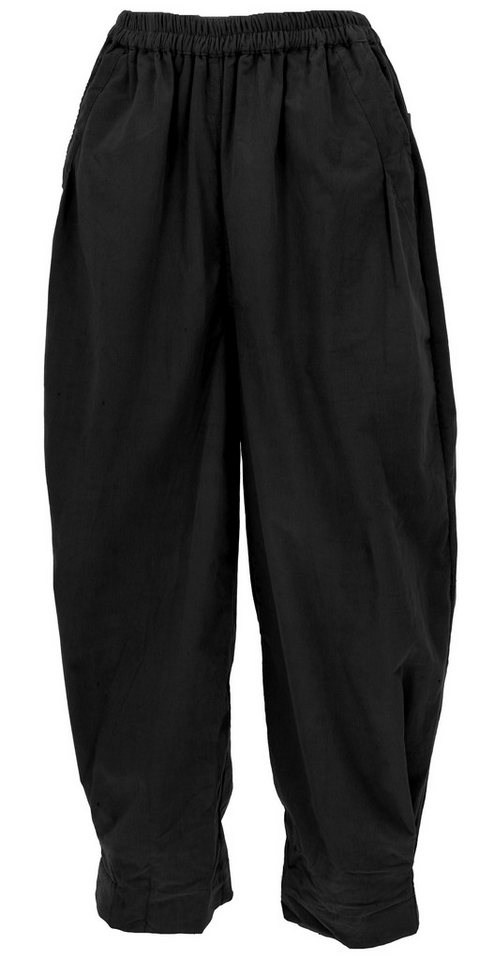 Guru-Shop Relaxhose Schmal zulaufende Cordhose - schwarz alternative Bekleidung