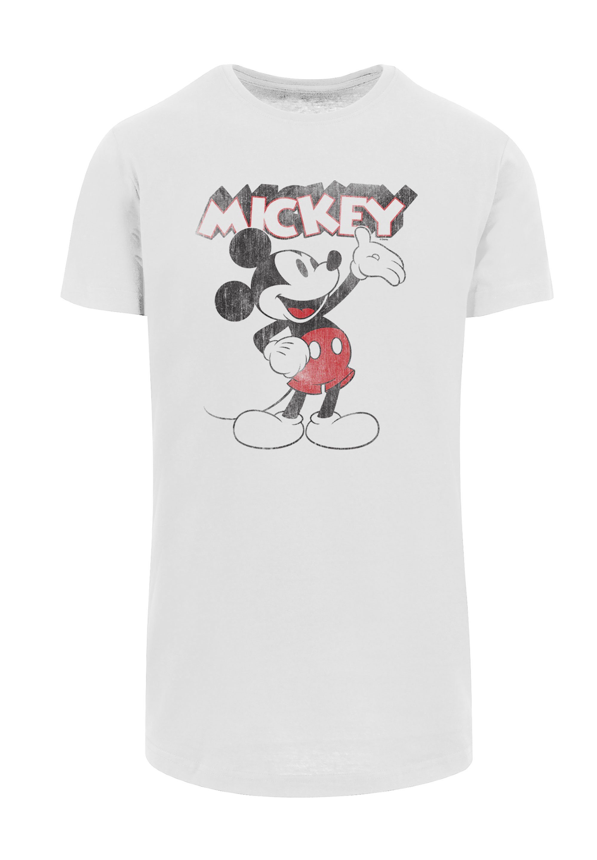 geschnittenes Extra T-Shirt Disney lang Presents T-Shirt Herren Maus Micky Print, F4NT4STIC
