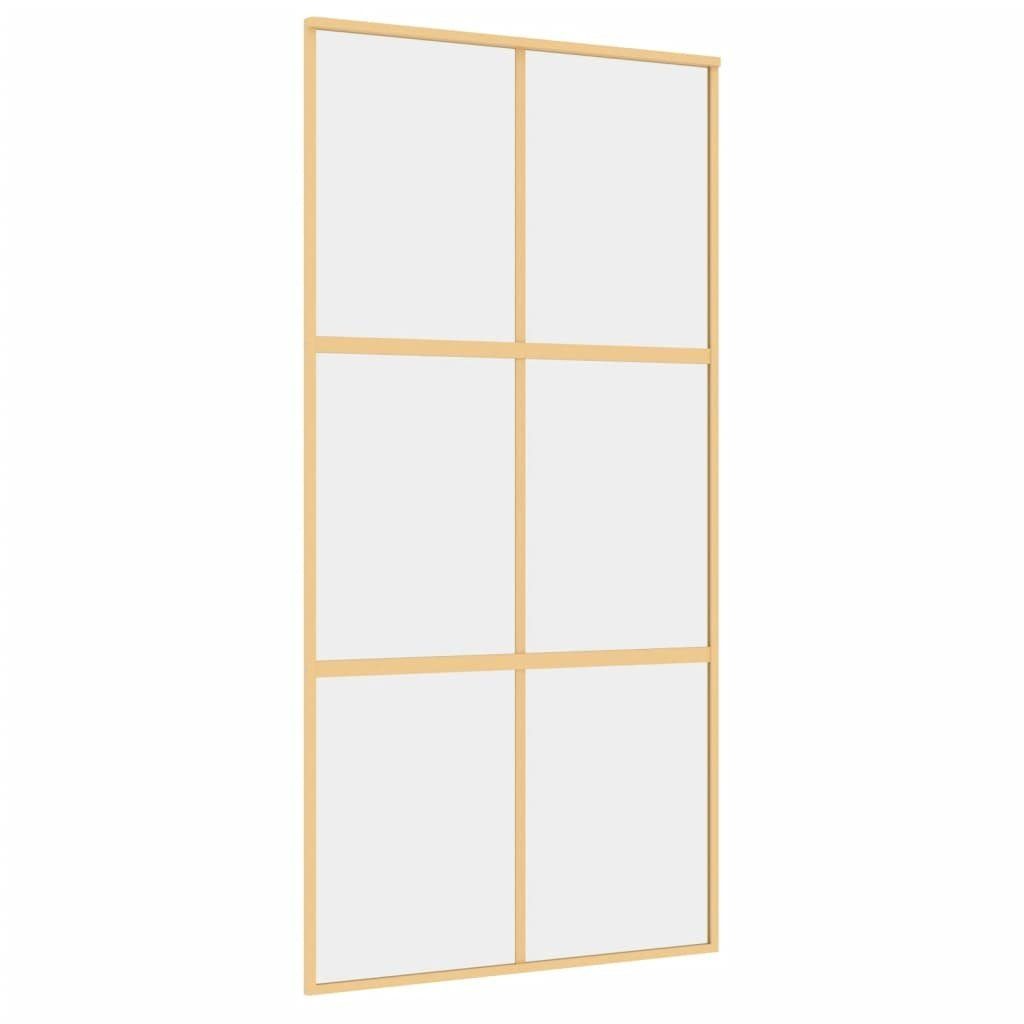 vidaXL Zimmertür 1025 x 205 cm Schiebetür Golden 102,5x205 cm ESG-Klarglas und Aluminiu