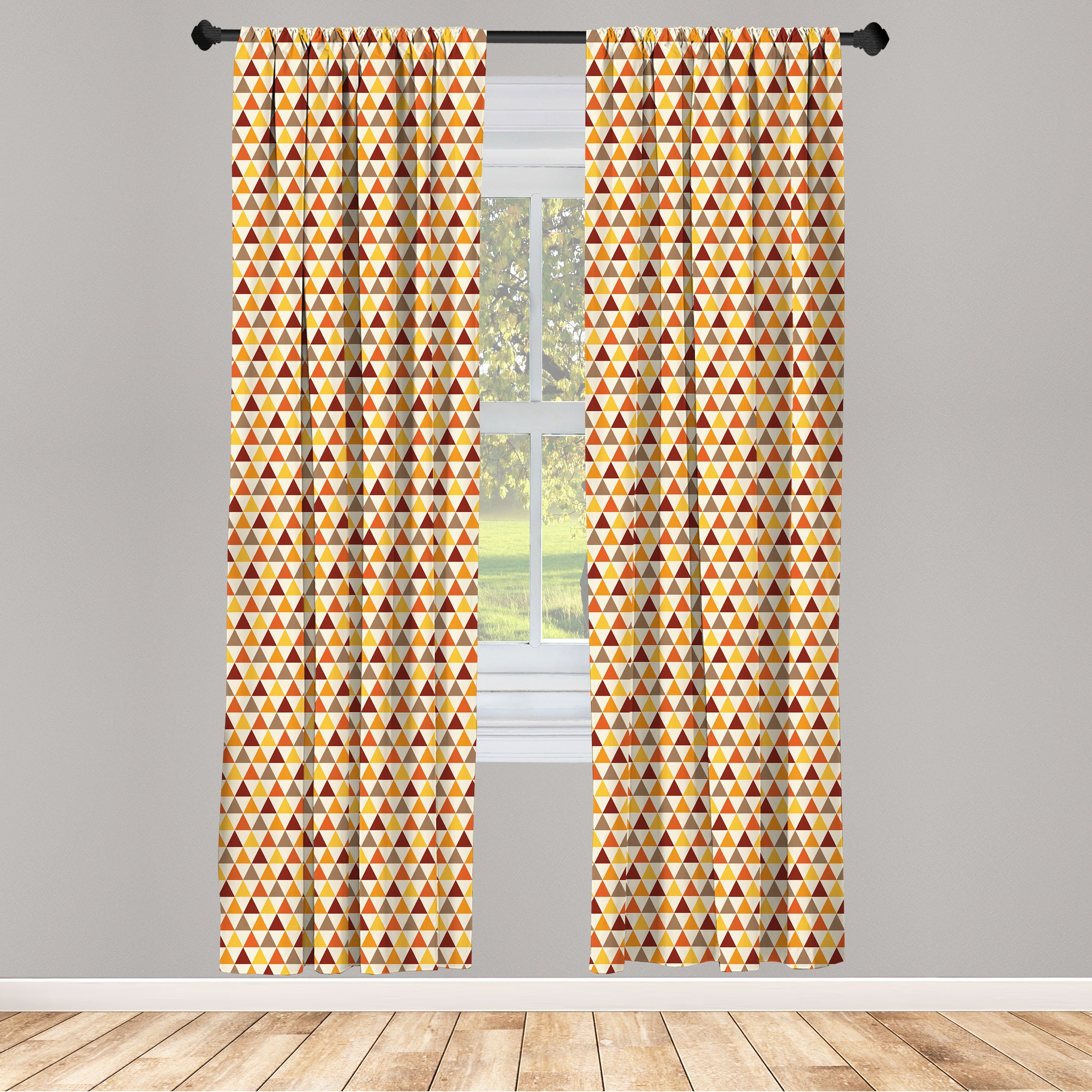 Gardine Vorhang für Wohnzimmer Schlafzimmer Dekor, Abakuhaus, Microfaser, Herbst Retro Cozy Muster-Grafik