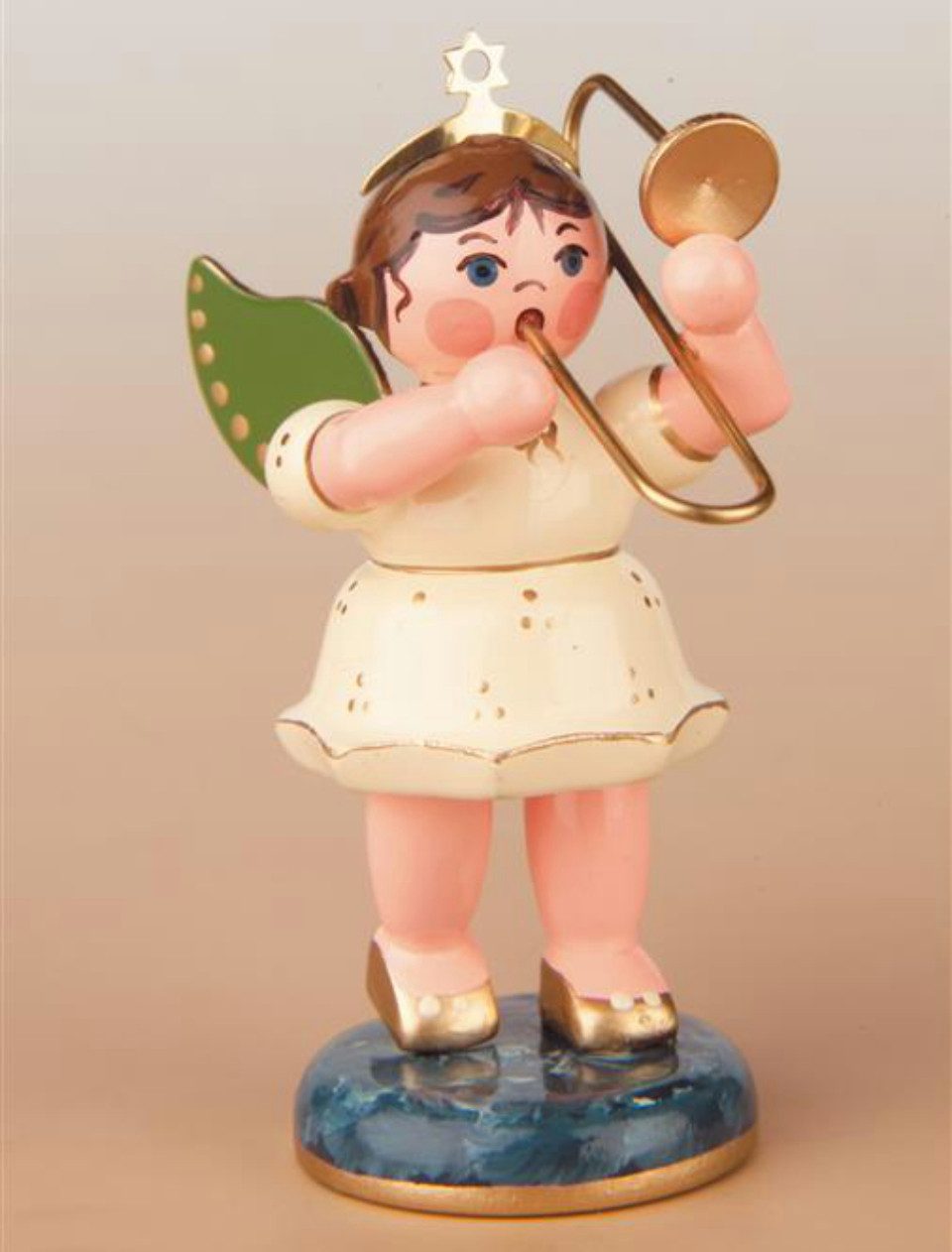 Hubrig Volkskunst Zschorlau Erzgebirge Engelfigur Hubrig Engel mit Posaune