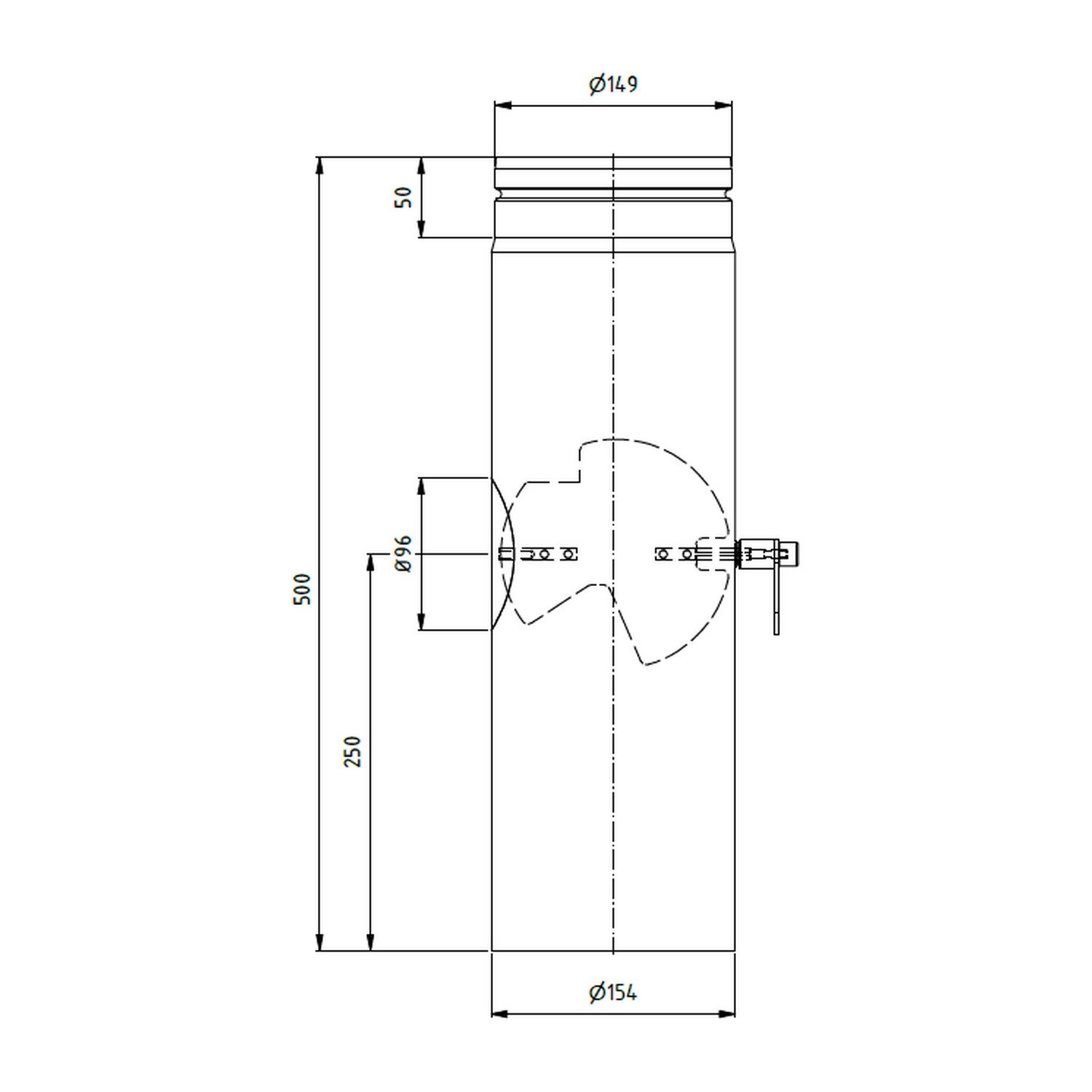 Raik Ofenrohr Raik Längenelement 150x500x2,00mm, mit DKL grau für Ofenrohr, Längenelement