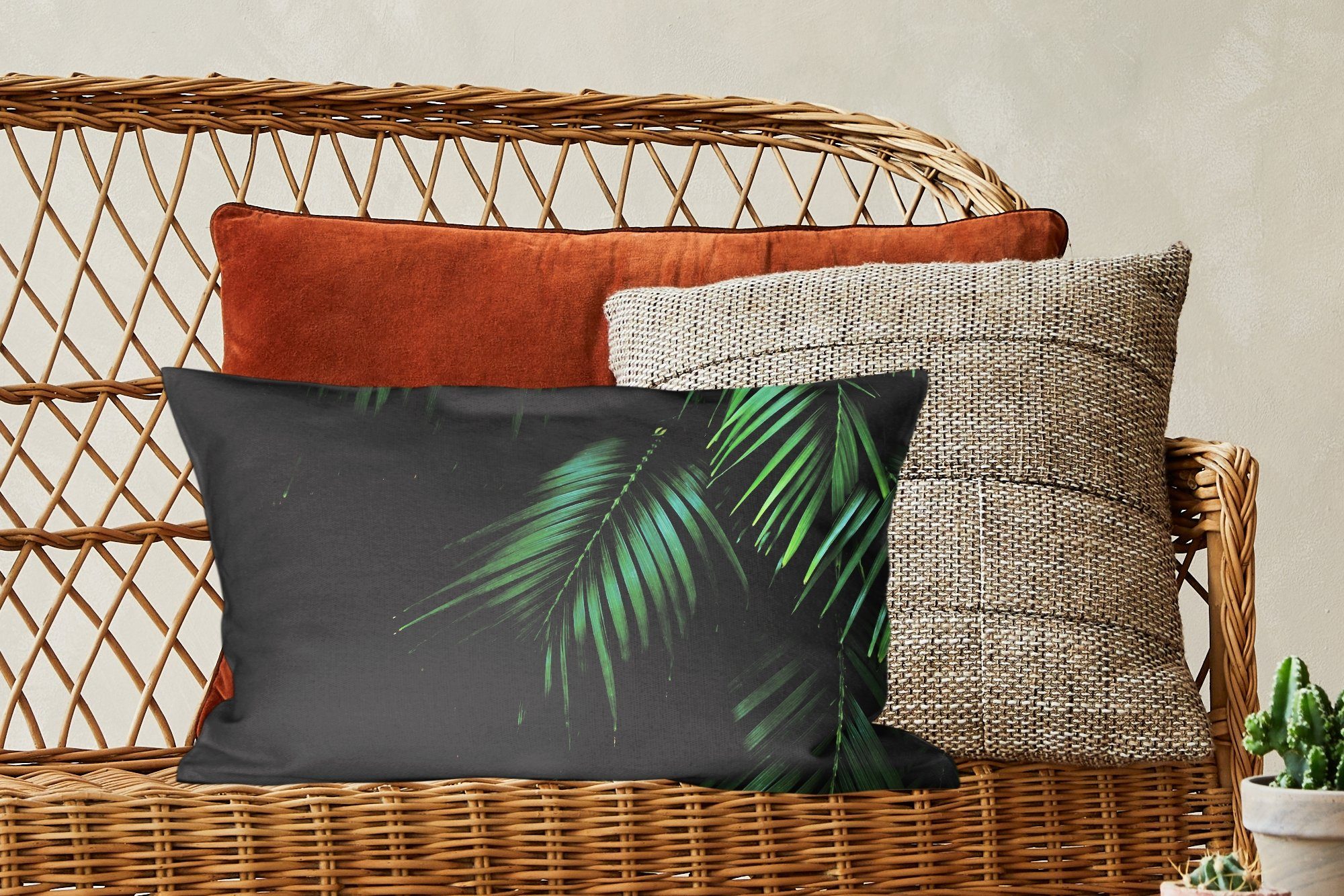 MuchoWow Dekokissen Palmenblätter - Dekoration, Dekokissen Füllung, Schlafzimmer - Zierkissen, Tropisch, mit Wohzimmer Palmen