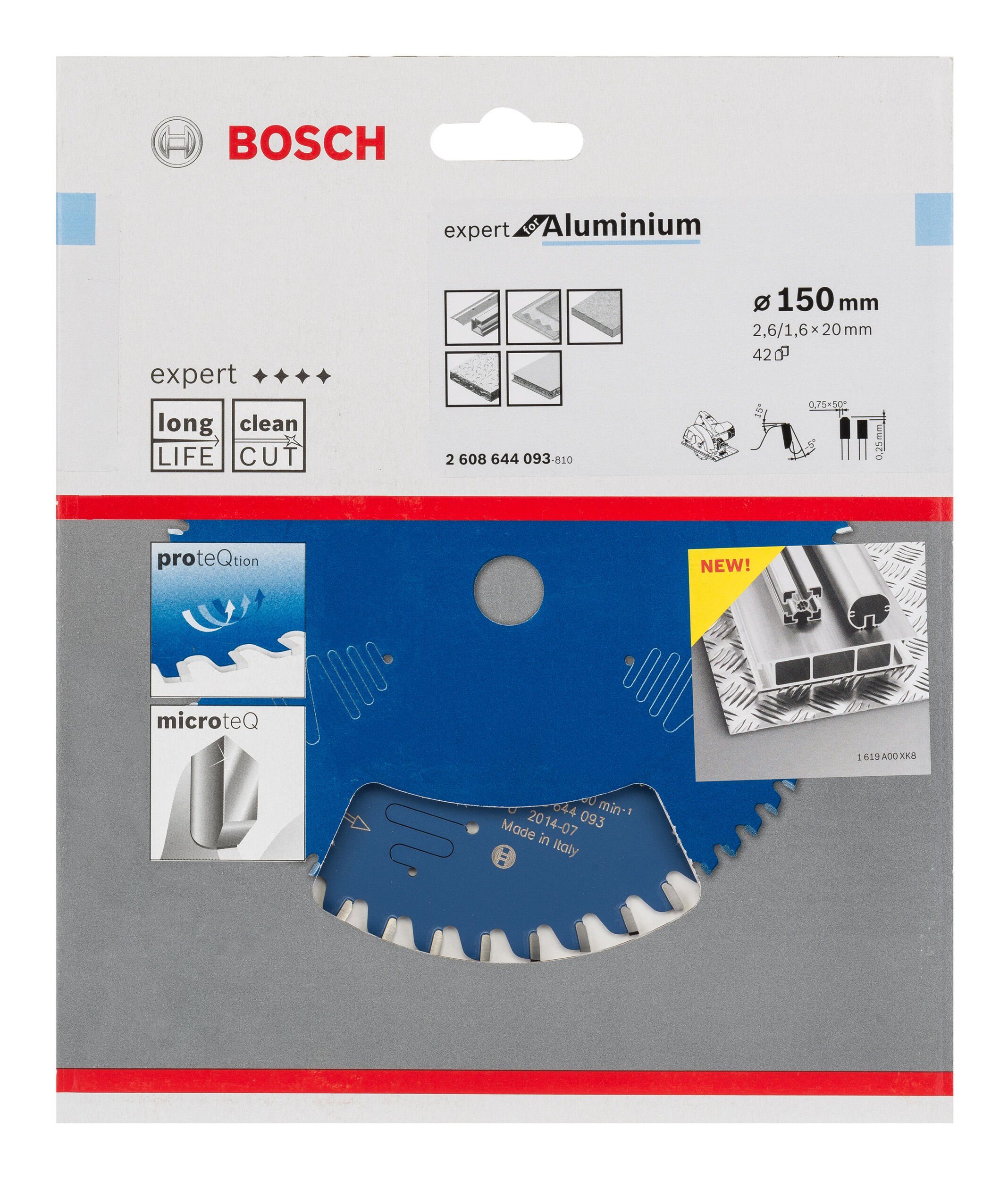 Kreissägeblatt 150 2,6 20 mm - x x BOSCH 52Z, For Expert Aluminium