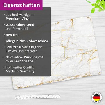 cover-your-desk.de Schreibtischunterlage abwaschbar – Weißer Marmor & Gold – premium Vinyl - Made in Germany, (1 tlg)