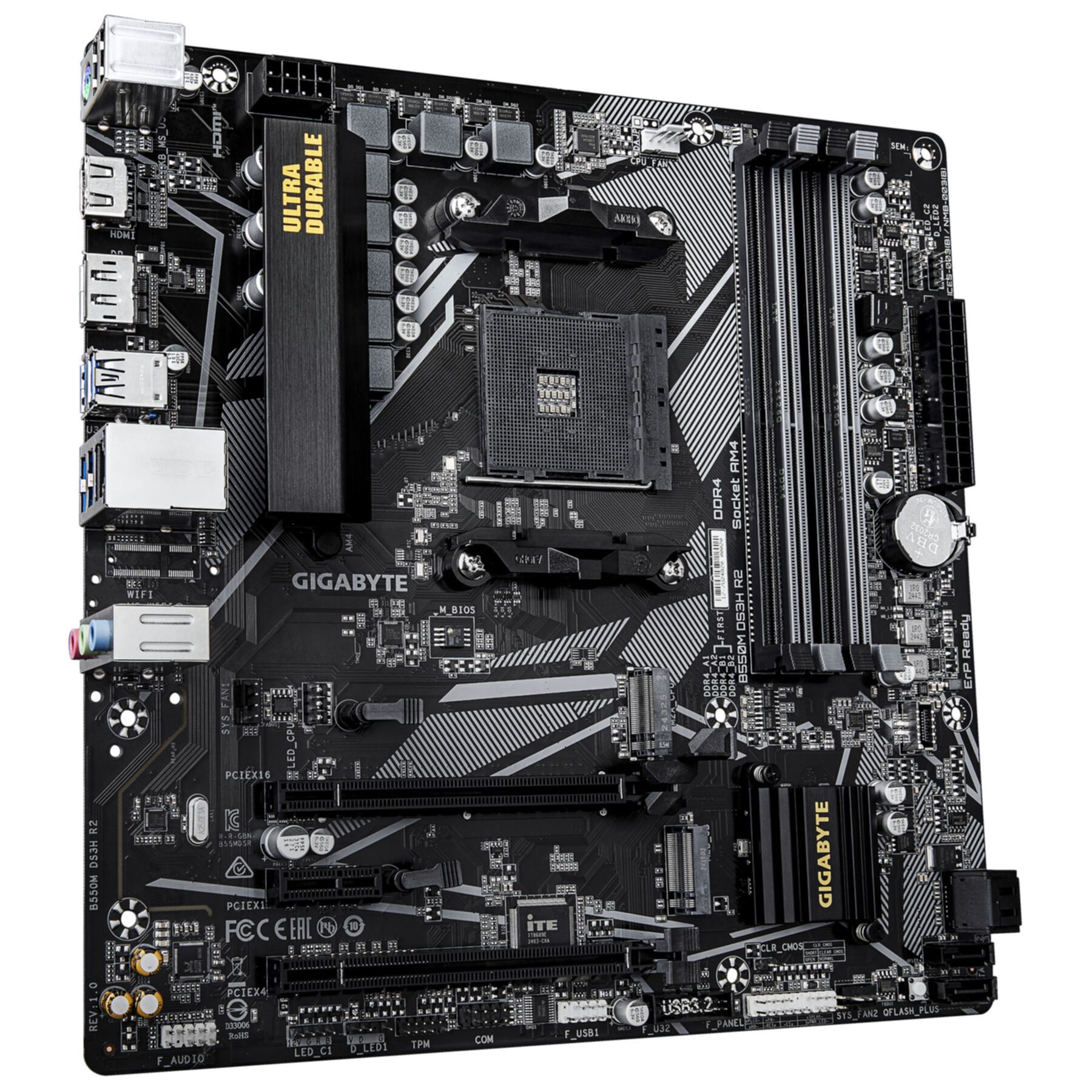 Gigabyte B550M DS3H R2 Mainboard – AMD Ryzen 5000 Prozessoren, 5+3 Phasen VRM, Mainboard