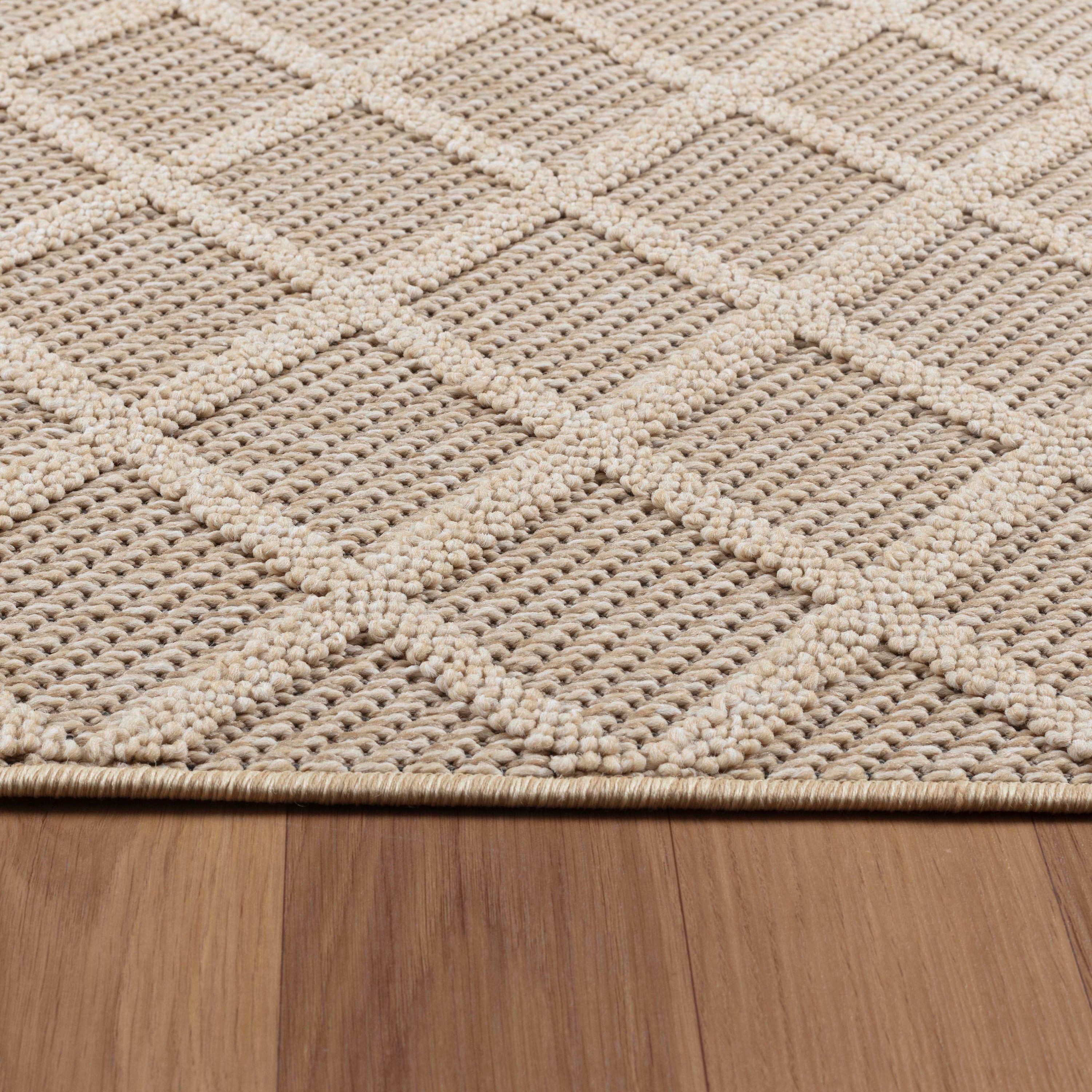 Carpettex Outdoorteppich Rauten Design, Läufer, Höhe: 8 mm, In& Outdoor Teppich Beige Rauten Design für Küchen Balkon Terrasse