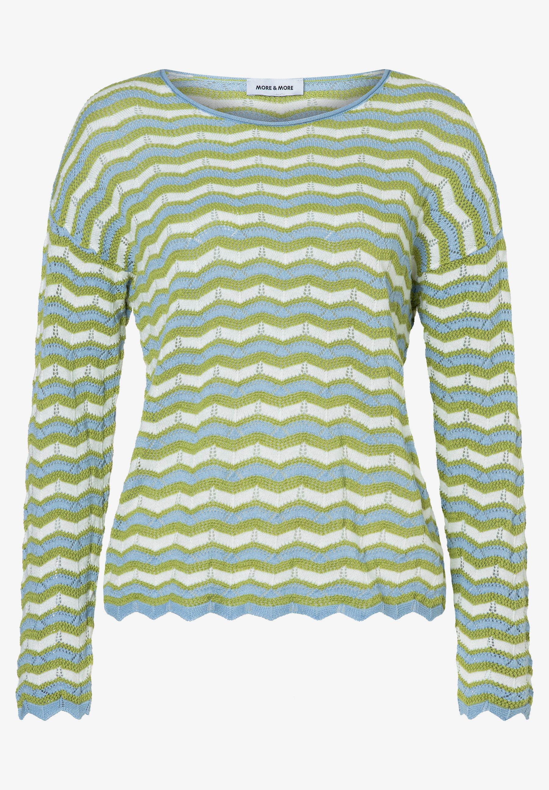 MORE&MORE Strickpullover Pullover mit Wellen-Streifen