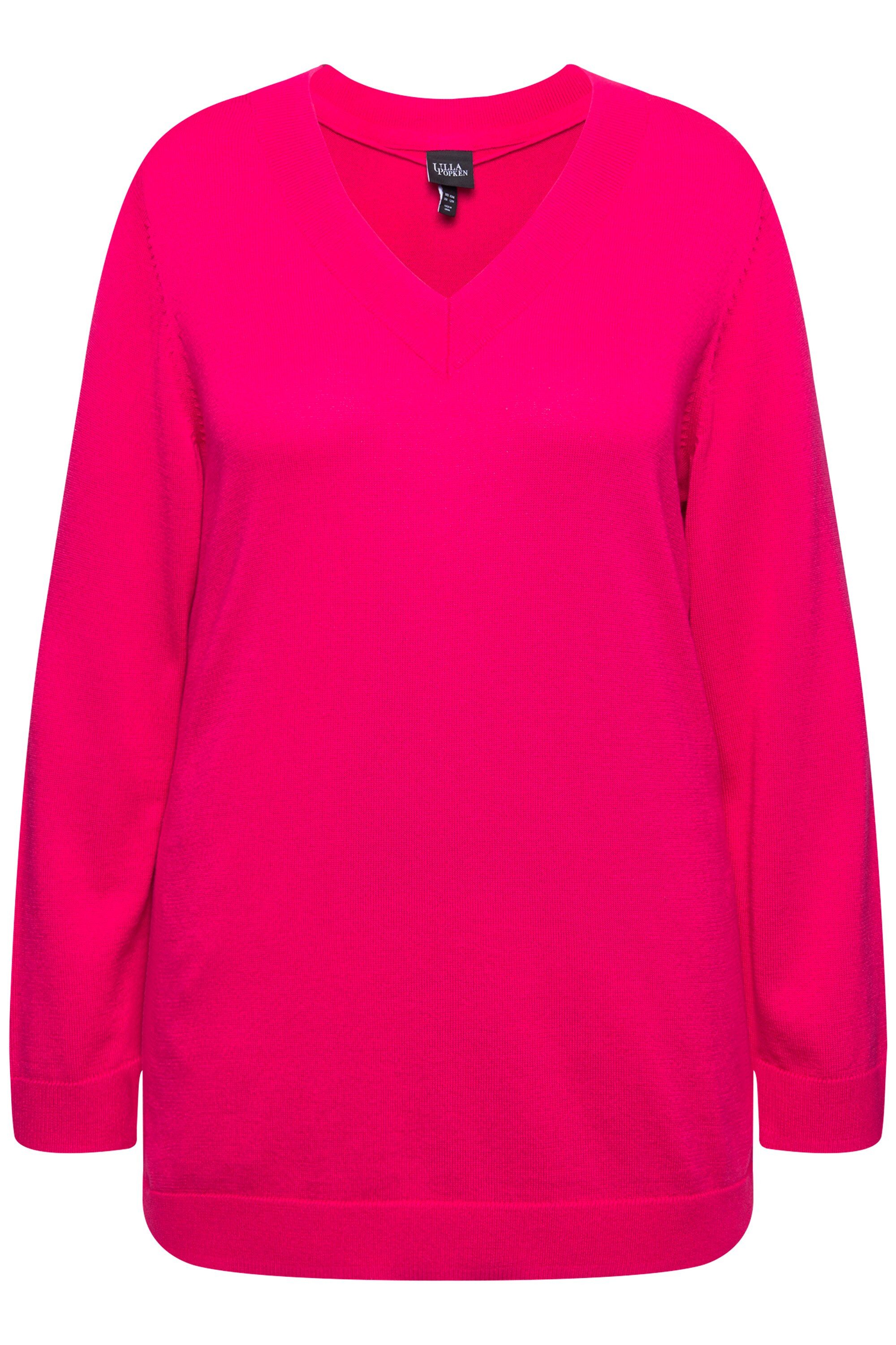 Ulla Popken Strickpullover Pullover V-Ausschnitt Langarm weicher Feinstrick günstig online kaufen