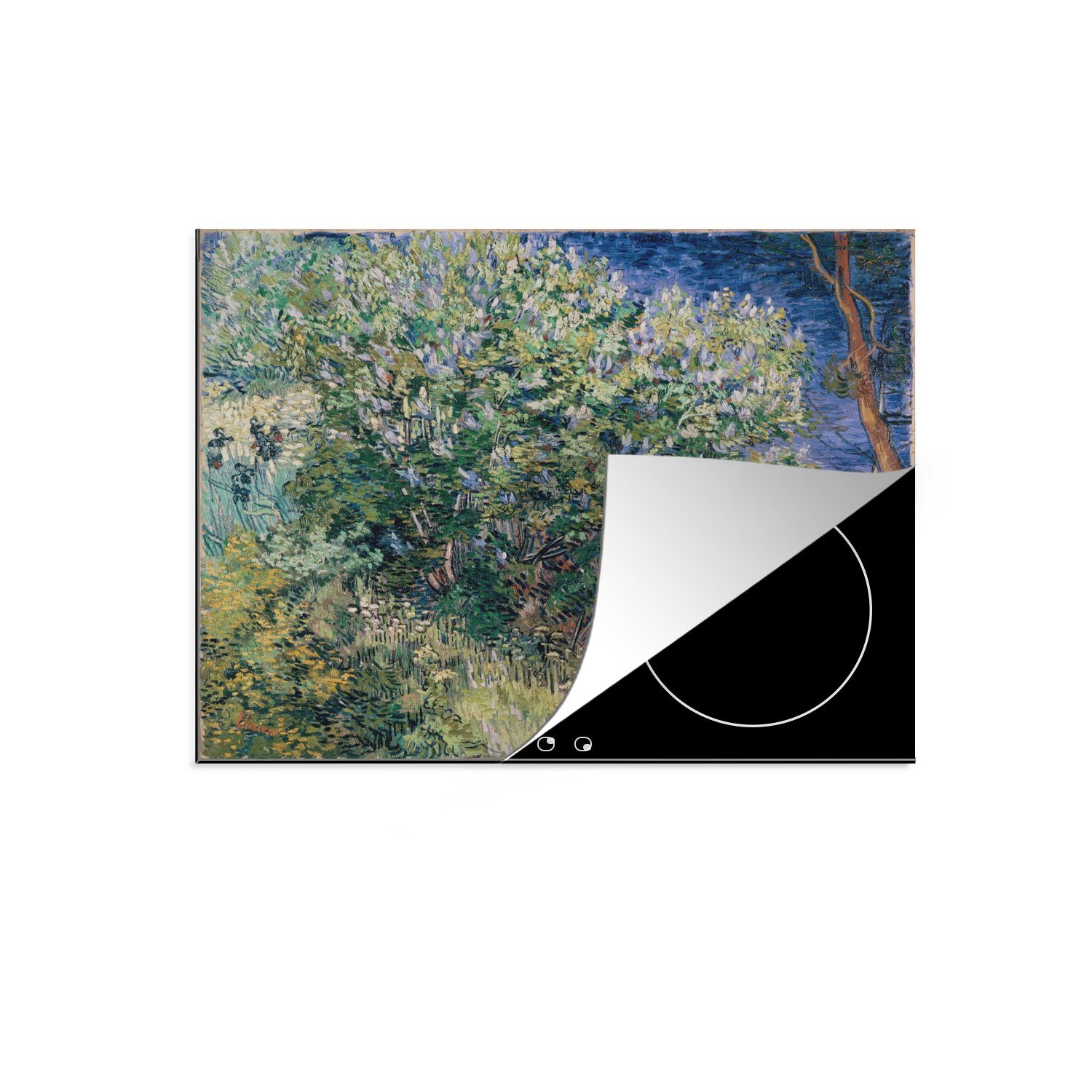 MuchoWow die Herdblende-/Abdeckplatte Schutz van Gogh, Vinyl, Vincent tlg), cm, für Ceranfeldabdeckung Induktionskochfeld Fliederbusch 71x52 (1 - küche,
