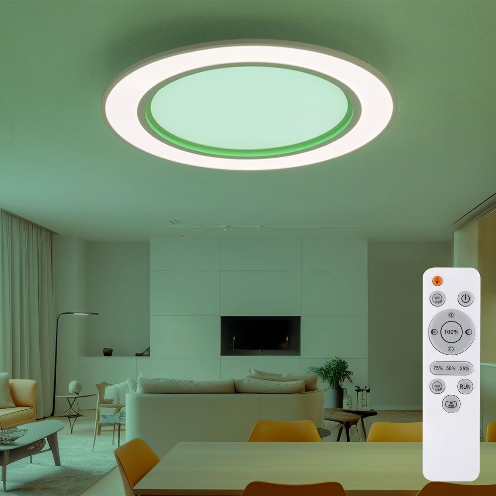 CCT etc-shop Lampe können LED-Leuchtmittel DOMMBAR: Warmweiß, Deckenlampe Neutralweiß, Fernbedienung verbaut, LED, Kaltweiß, Tageslichtweiß, LED Wohnzimmerleuchte RGB und auch Farbwechsel, Sie dimmen fest die Deckenleuchte, damit die Deckenleuchte