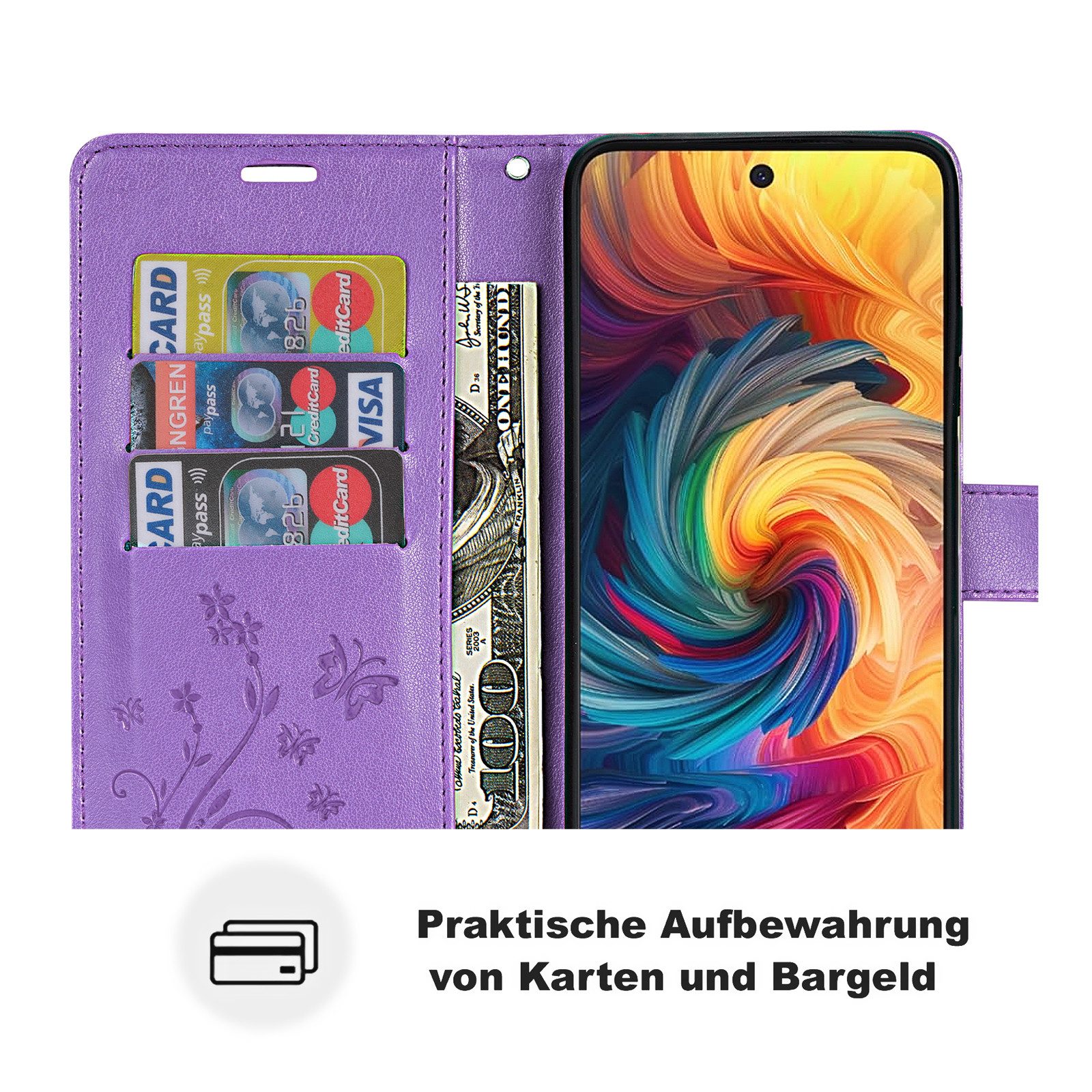 betterfon Handyhülle Handytasche für ZTE Blade V70 Klapphülle mit Kartenfächern, Bookstyle-Hülle mit Magnetverschluss, Smartstand & Kunstleder – Bild 4 von 5