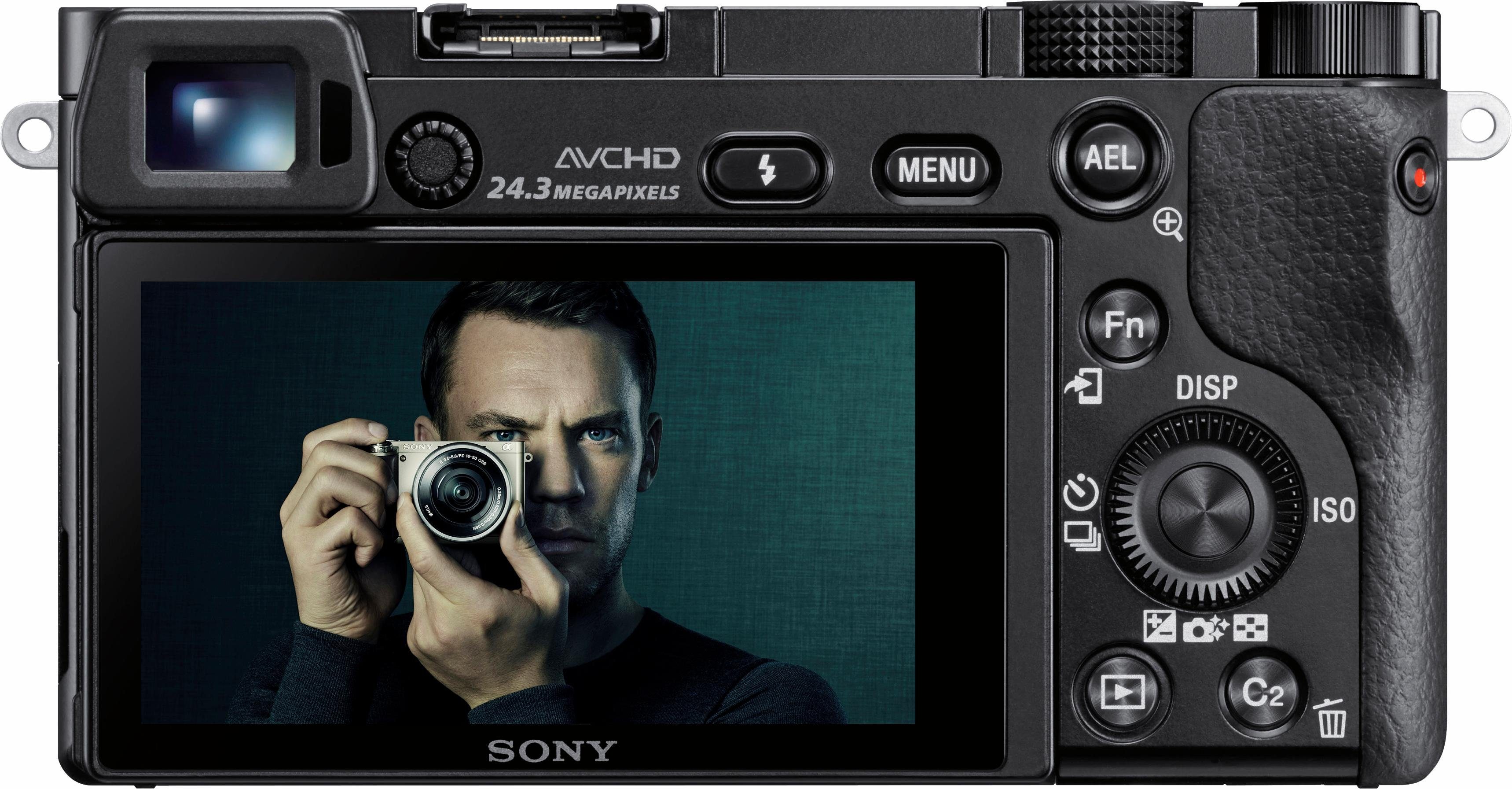 Sony Alpha ILCE-6000Y Set Systemkamera (Sony 16-50, Sony 55-210, 24,3 MP,  WLAN (Wi-Fi), Gesichtserkennung, HDR-Aufnahme)