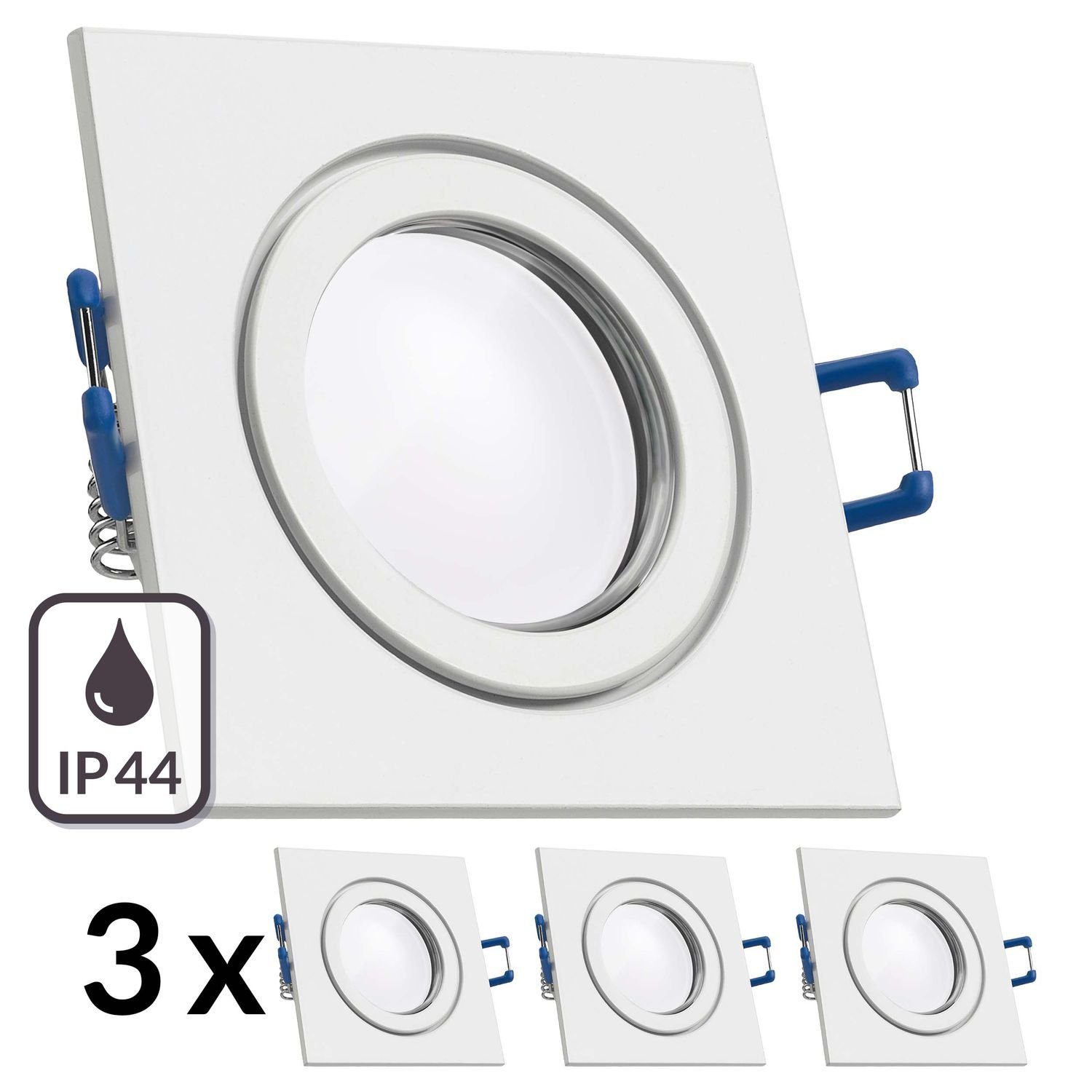 Einbaustrahler Einbaustrahler 3er extra LEDANDO LED flach Leuchtmitte in weiß 5W Set mit LED IP44