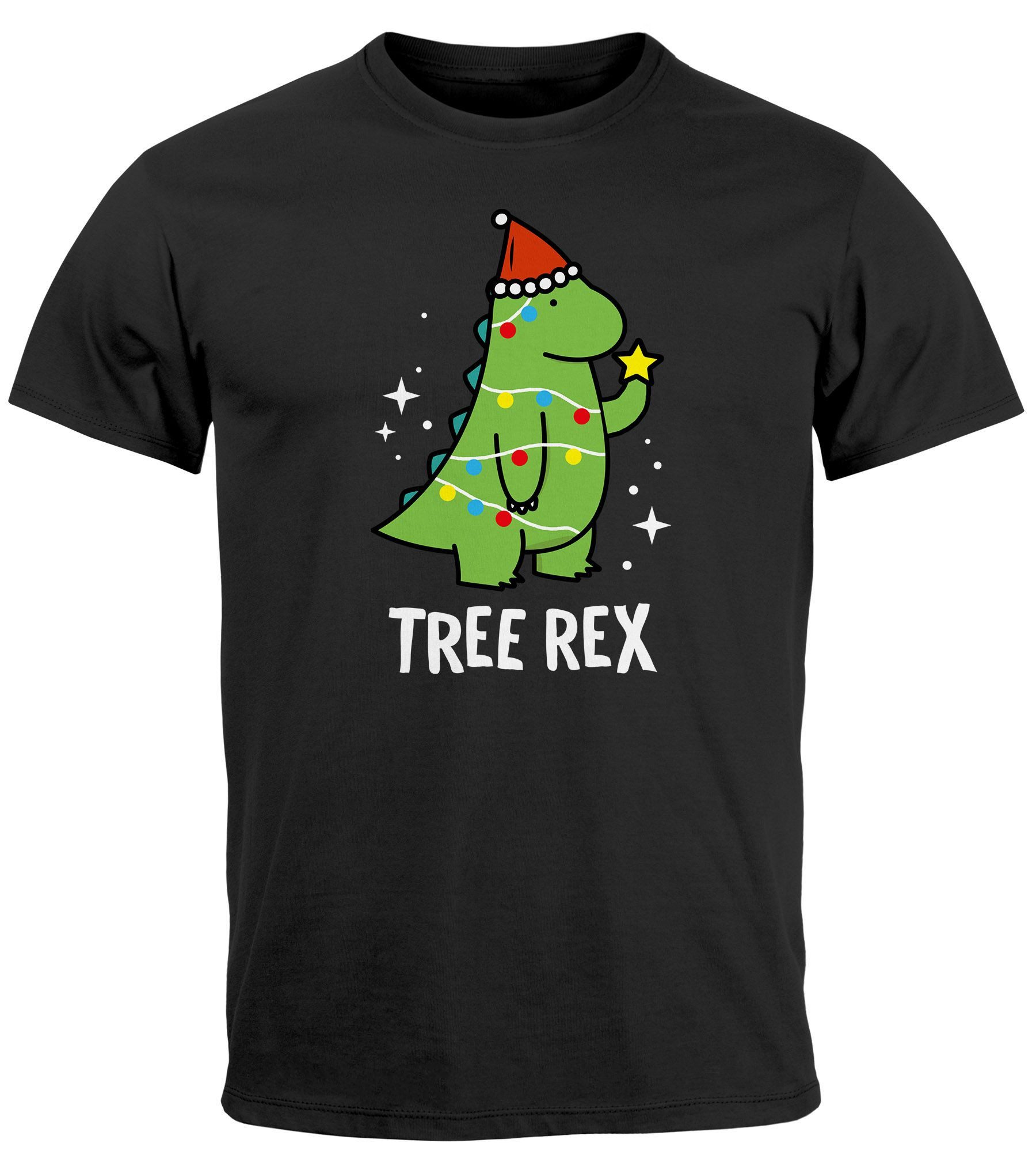 Print-Shirt Herren T-Shirt Weihnachten Lusitg Tree Rex Dino XMAS Weihnachtsoutfit