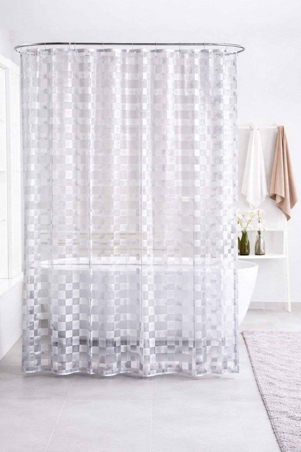 Euroshowers GmbH Duschvorhang Modernes Design mit 3D-Quadratmuster 10 x 10 cm, 180 x 200 cm Breite 180 cm