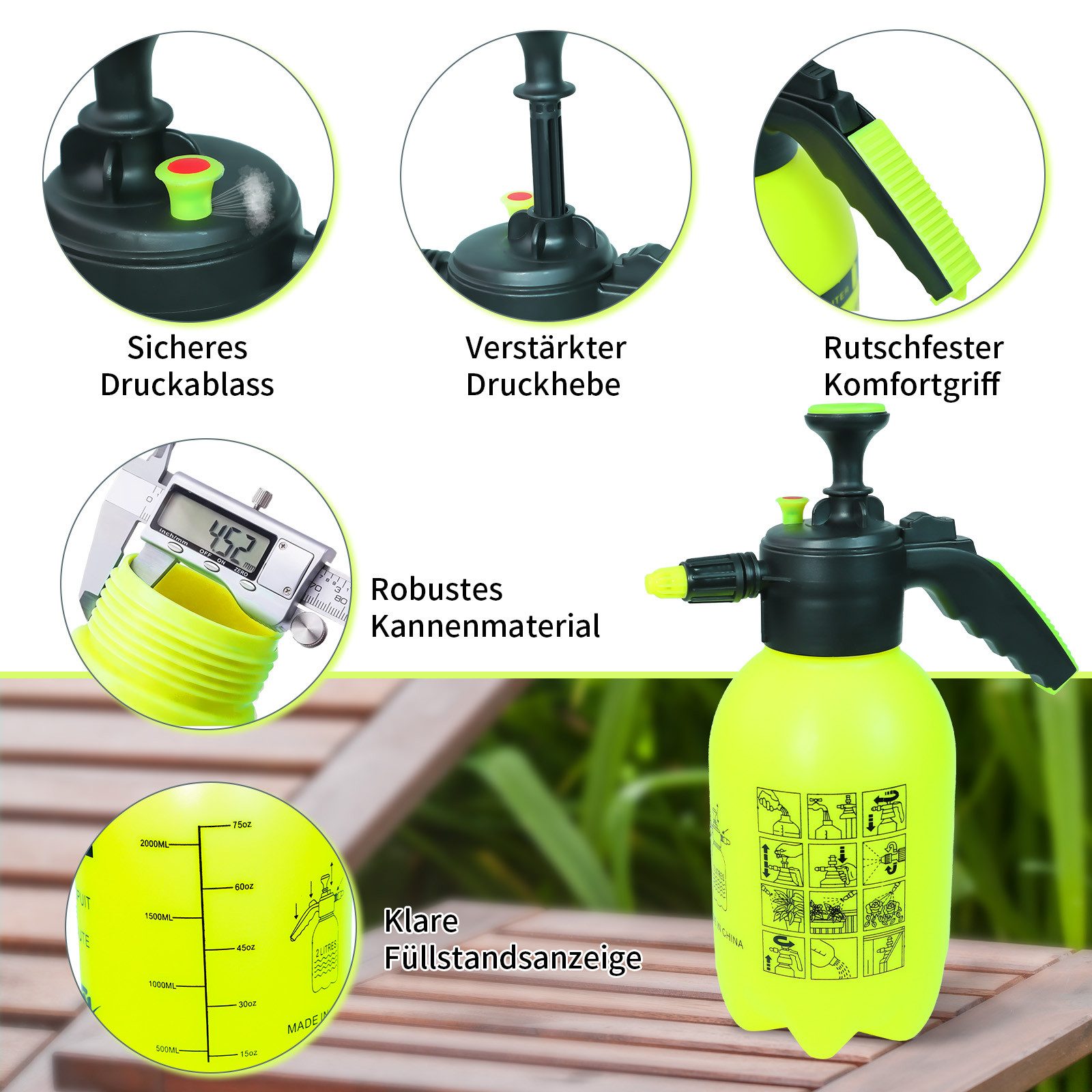 M&W DAS DESIGN Sprühflasche Sprühflasche Drucksprüher Pumpsprühflasche Für Pflanzen Garten