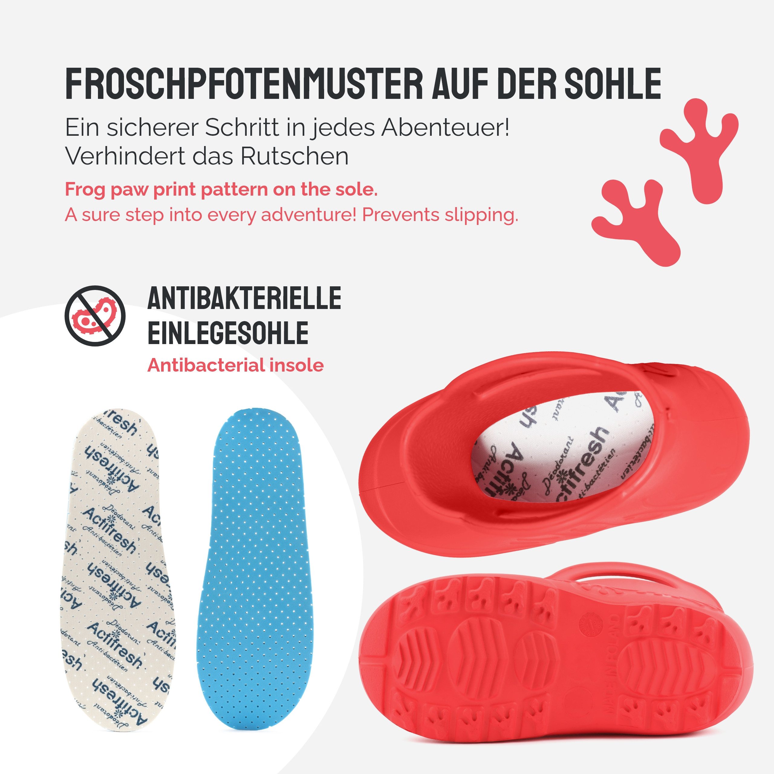 Ladeheid EVA Regenschuhe für Frauen LA-CA-09 Gummistiefel Damen federleichte Gartenschuhe mit Griffen