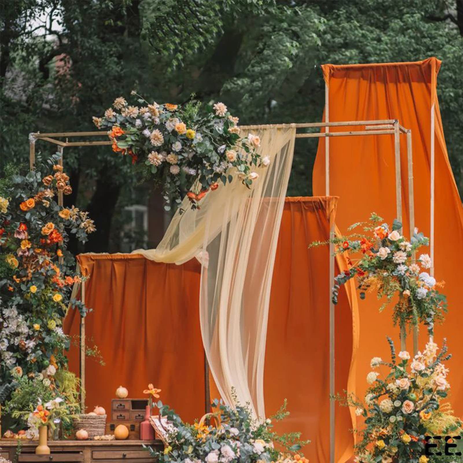 FUROKOY Tischläufer rustikaler Gaze-Tischläufer, Seihtuch, halbdurchsichtiger Stoff, Tischdecke für Boho-Hochzeit, Geburtstagsfeier, 90 x 400 cm – Bild 4 von 5