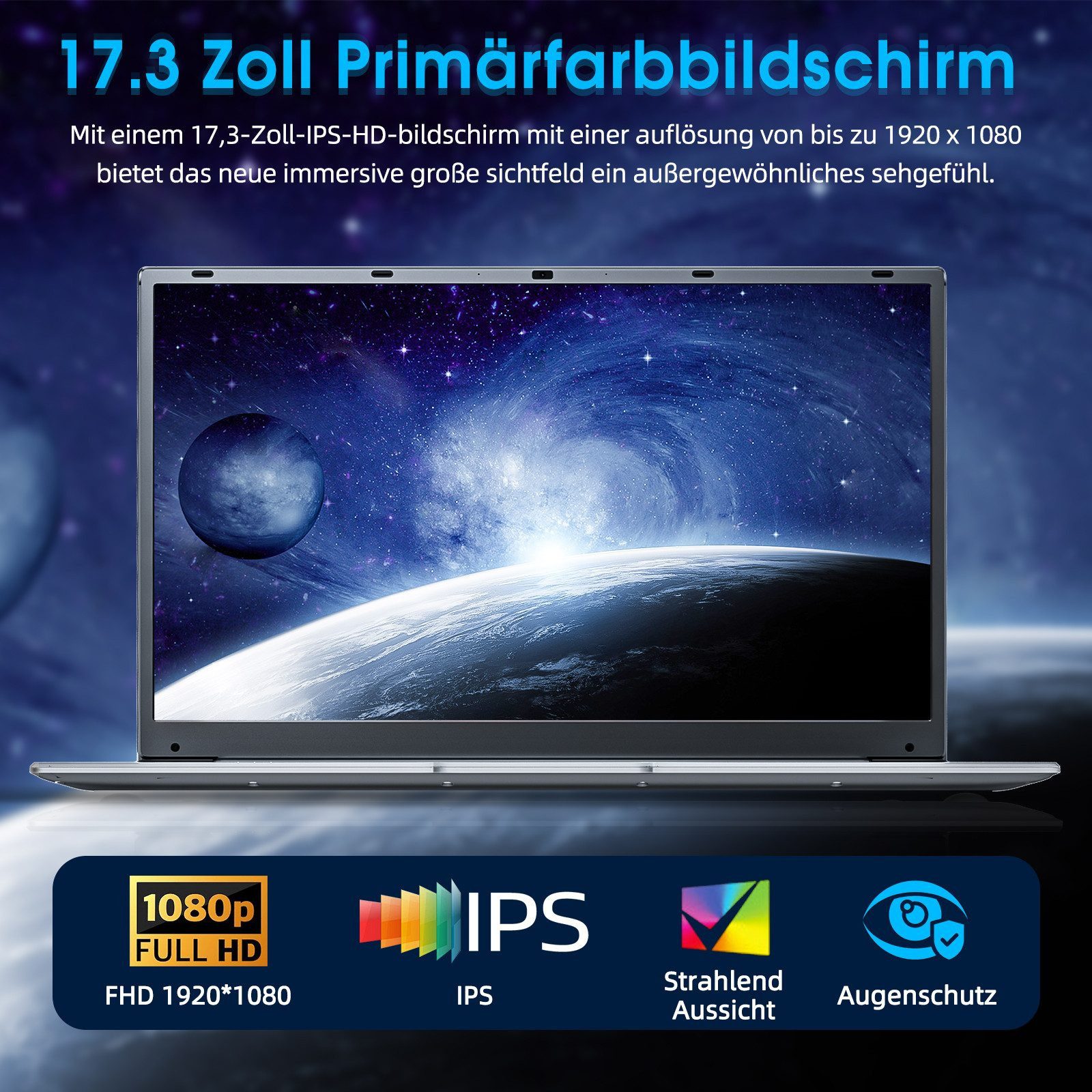 MENGHU 17,3" Laptop 8GB RAM 512GB SSD Windows 11 Perfekt für Filme & Surfen Notebook (Intel® Celeron® N4020, 8 GB, 512 GB SSD, Intel® UHD Graphics 600)