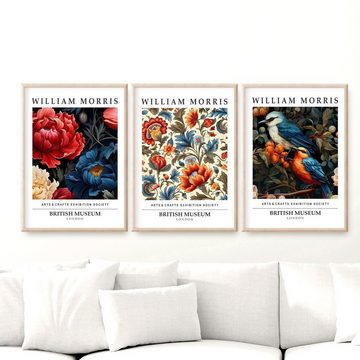 homestyle-accessoires Poster Bilder Wandbilder Kunstdruck WILLIAM MORRIS DIN A4/A3 3er Set, Ohne Bilderrahmen