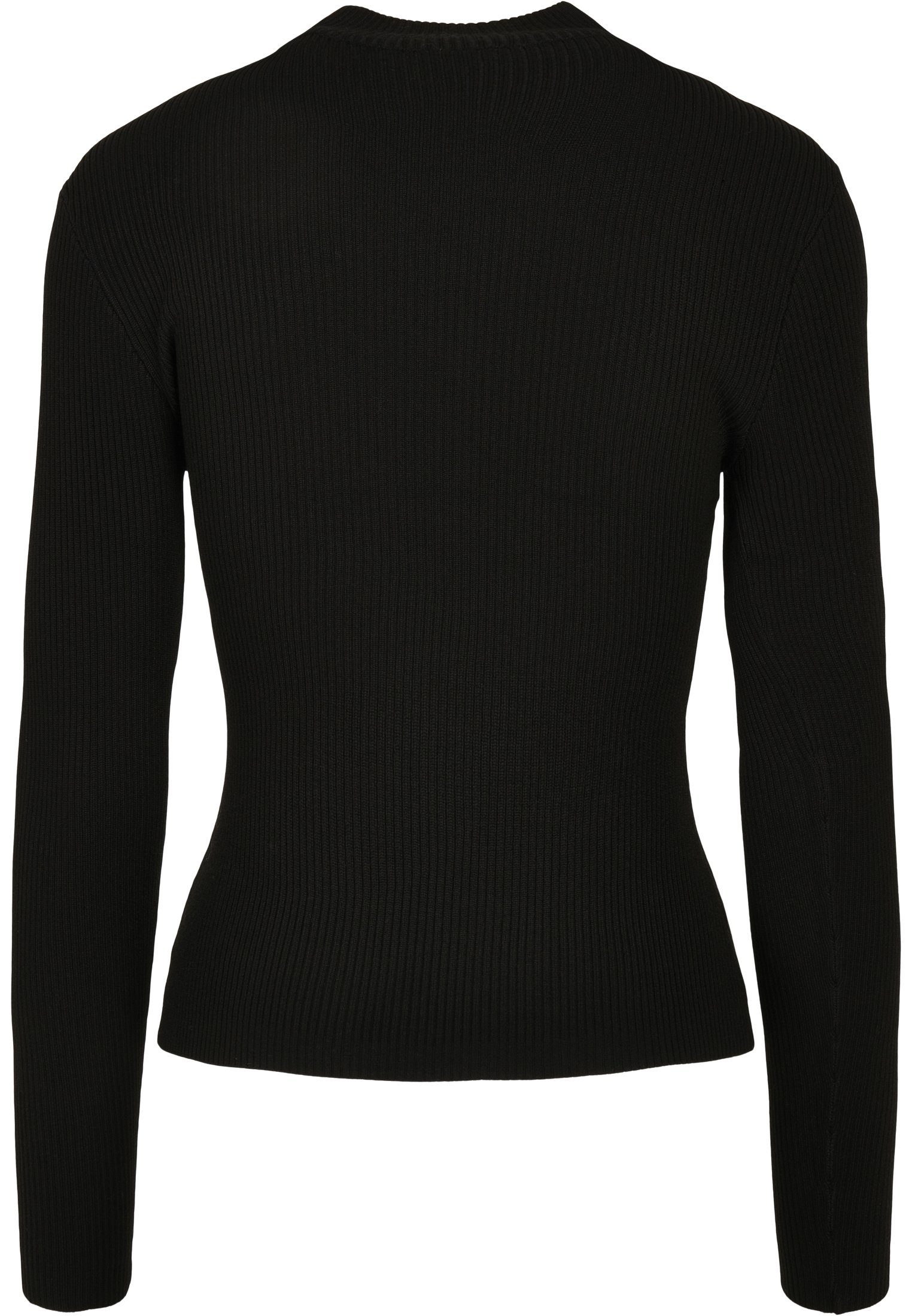 URBAN CLASSICS Sweater Ladies (1-tlg) Rib Knit Damen black Turtelneck Kapuzenpullover