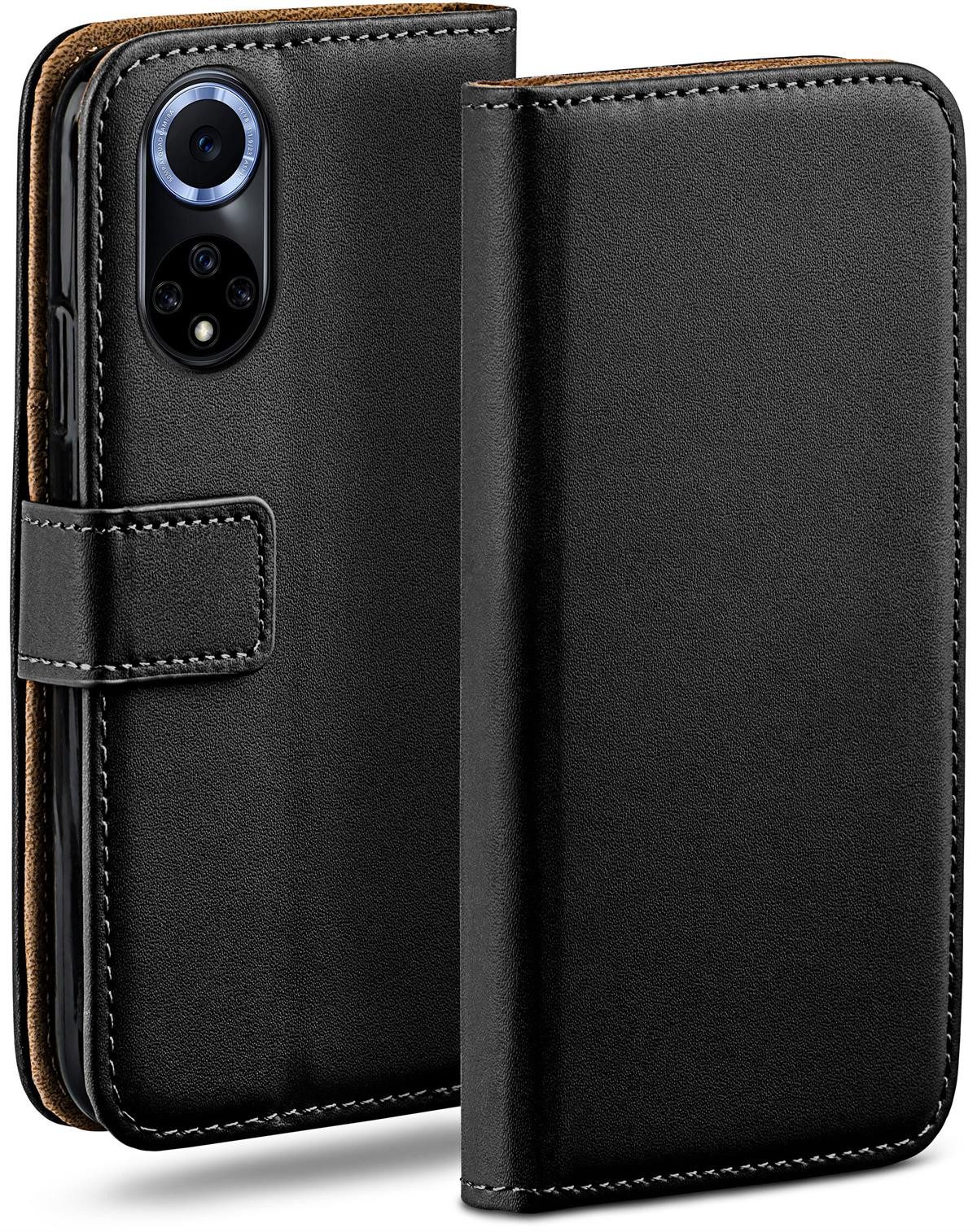 moex Handyhülle für Honor 50 Hülle Klappbar Book Case Schwarz 6,57 Zoll, Klapphülle Kartenfach Flip Cover Handytasche Leder Optik Schutzhülle