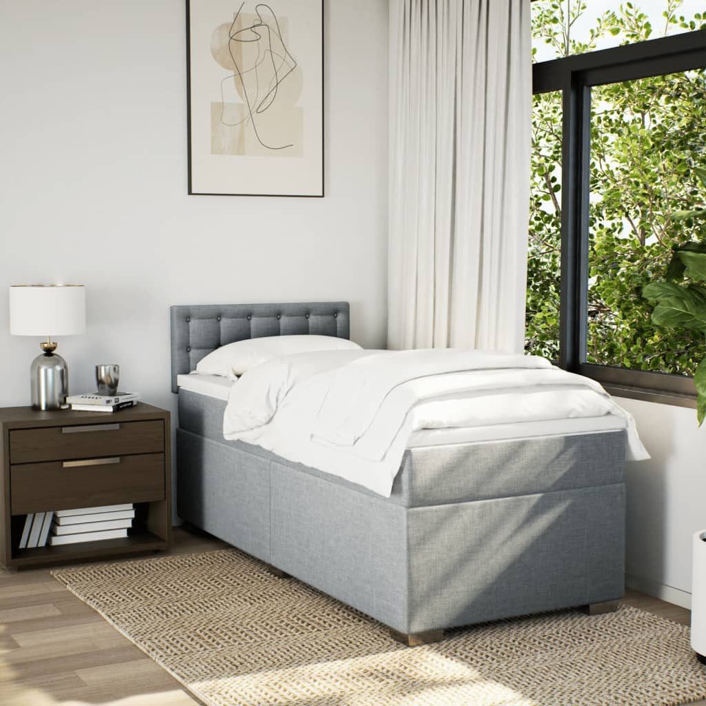 vidaXL Bett Boxspringbett mit Matratze Hellgrau günstig online kaufen