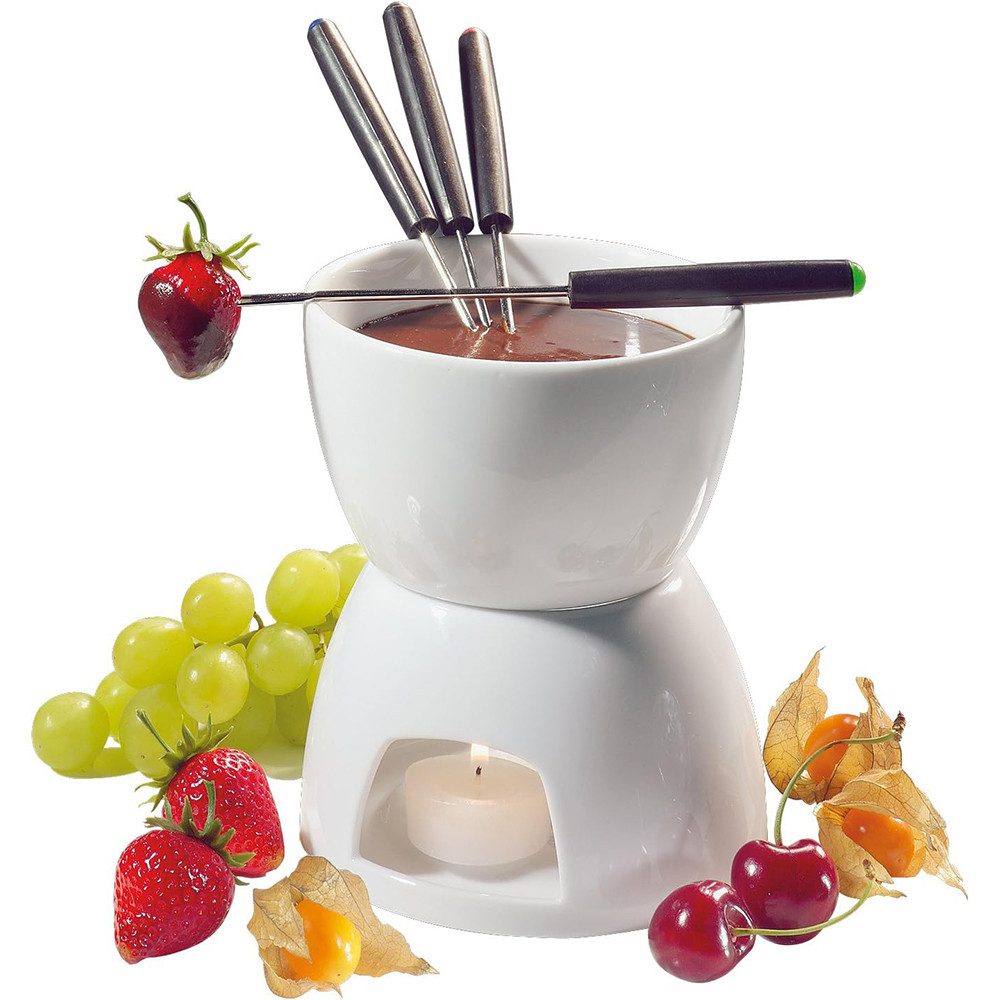 Coonoor Fondue Schokofondue Set-Schoko Fondue für Teelicht Kerze, Fondueset aus Porzellan für Schokolade