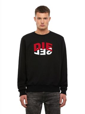Diesel Sweatshirt Regular Fit Logo Print Pullover - S-GIRK-N80 Schwarz