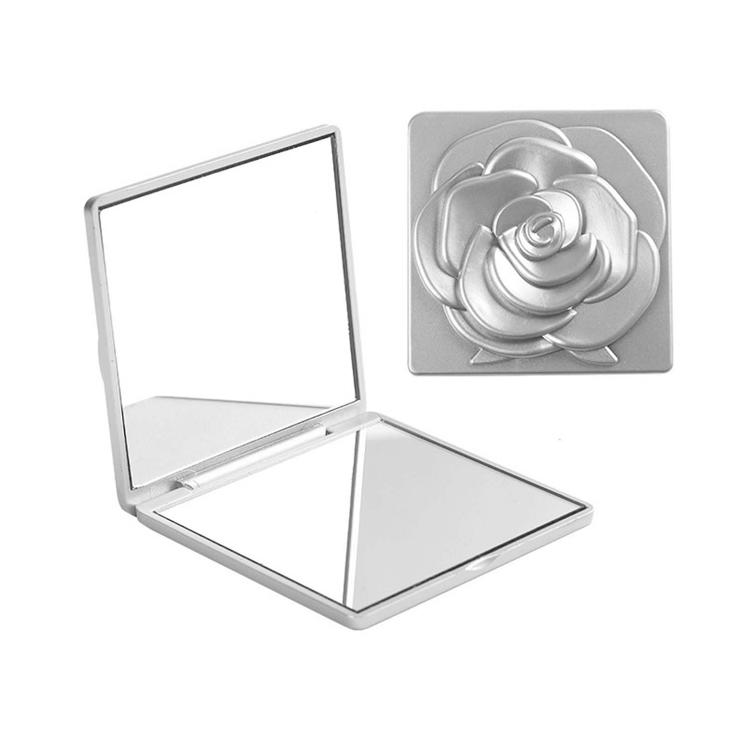 FIDDY Spiegel 2er-Pack Taschenspiegel,faltbarer Mini-Kosmetikspiegel (Satz, 1-St., Eine Seite ist auf der hohen Definition der anderen dreimal+vergrößert), Tragbarer Taschenspiegel,klein,doppelseitig,rund,quadratisch
