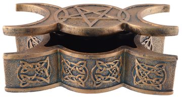 Vogler direct Gmbh Aufbewahrungsbox Wicca Zauberbox - bronzefarben mit Deckel, handbemalt, aus Kunststein, von Hand mit Bronzefarbe bemalt