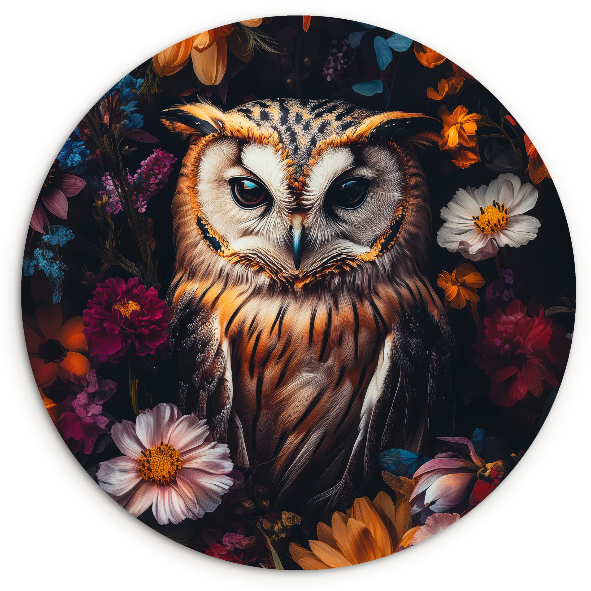 MuchoWow Gemälde Eule - Blumen - günstig online kaufen