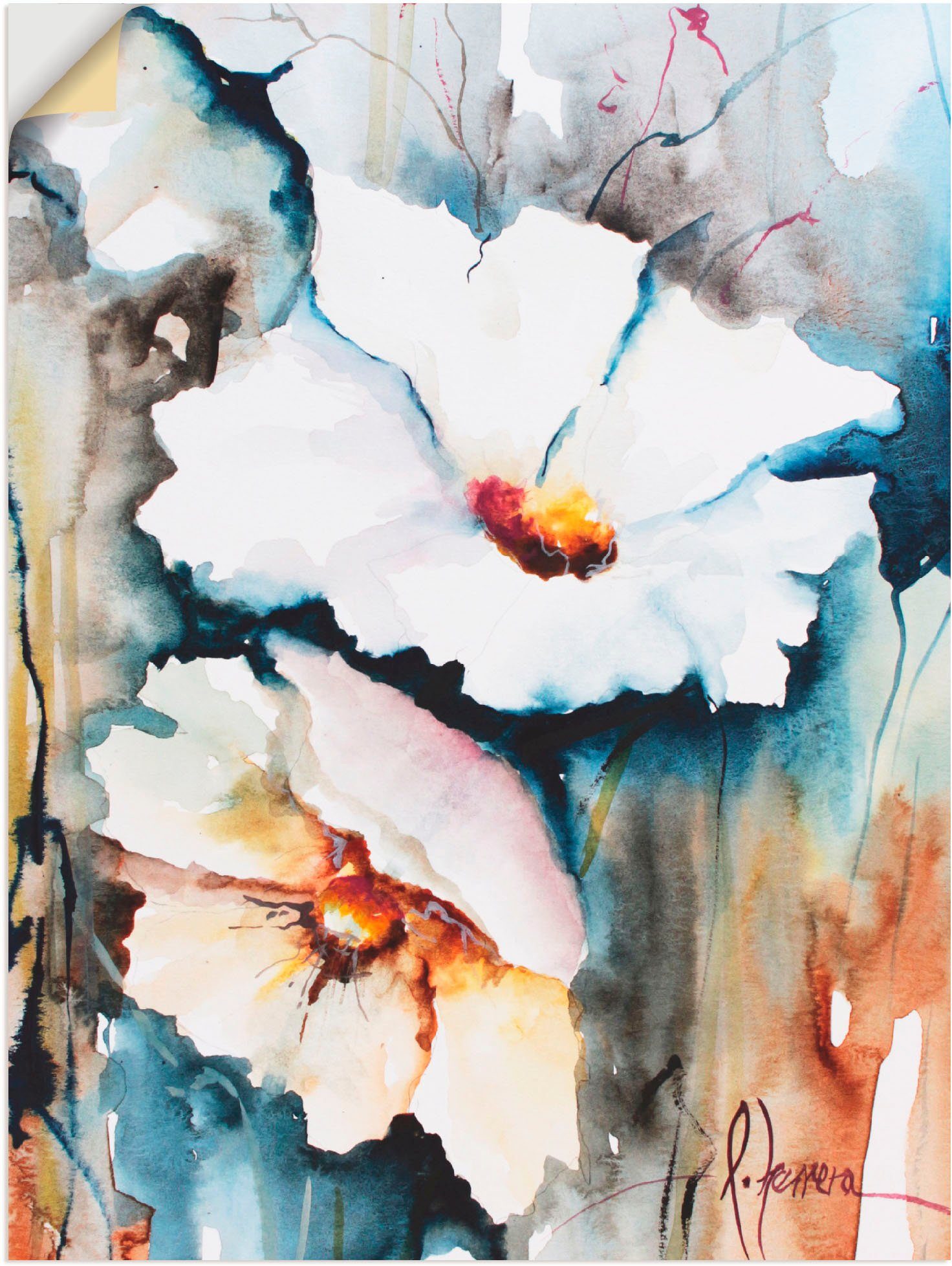 versch. St), Artland Blumen Wandaufkleber als Alubild, Leinwandbild, (1 Größen Aquasblüten II, Poster Wandbild oder in