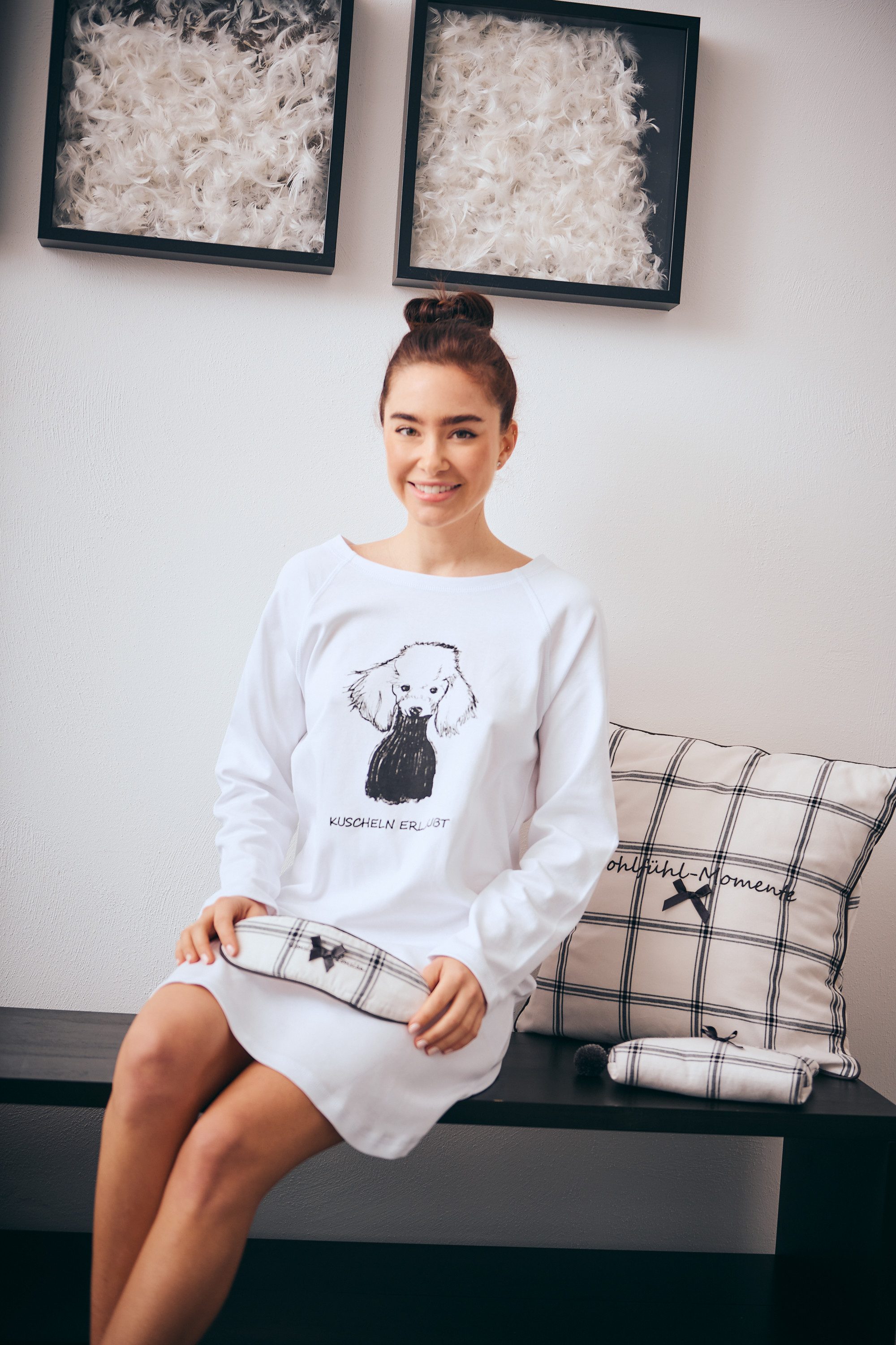 Louis & Louisa Nachthemd Nachtkleid Oversize Pudel "Kuscheln erlaubt" süßer günstig online kaufen