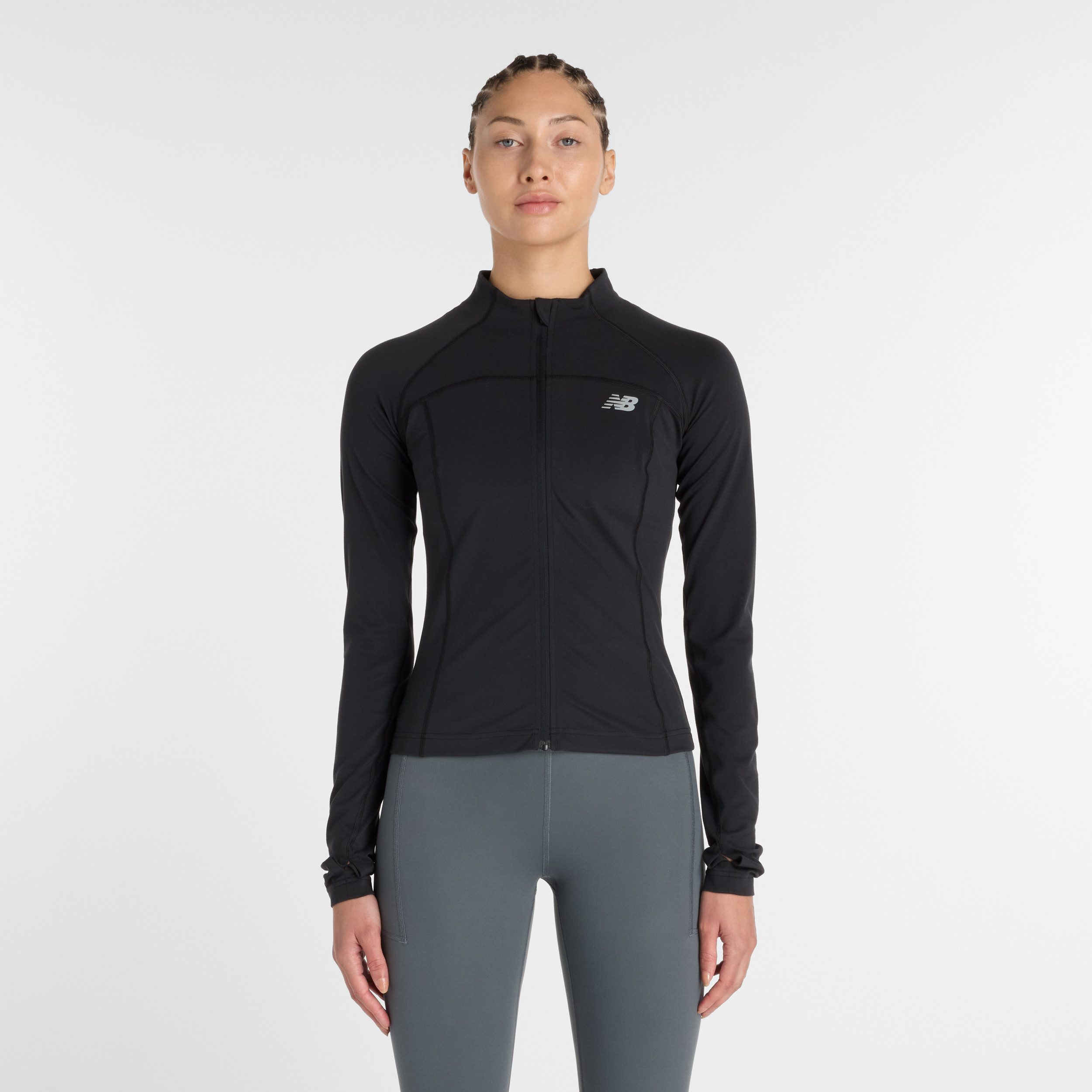 New Balance Trainingsjacke NB HARMONY FITTED FULL ZIP sportlicher Stil, angenehm weiches Material, figurbetonter Schnitt